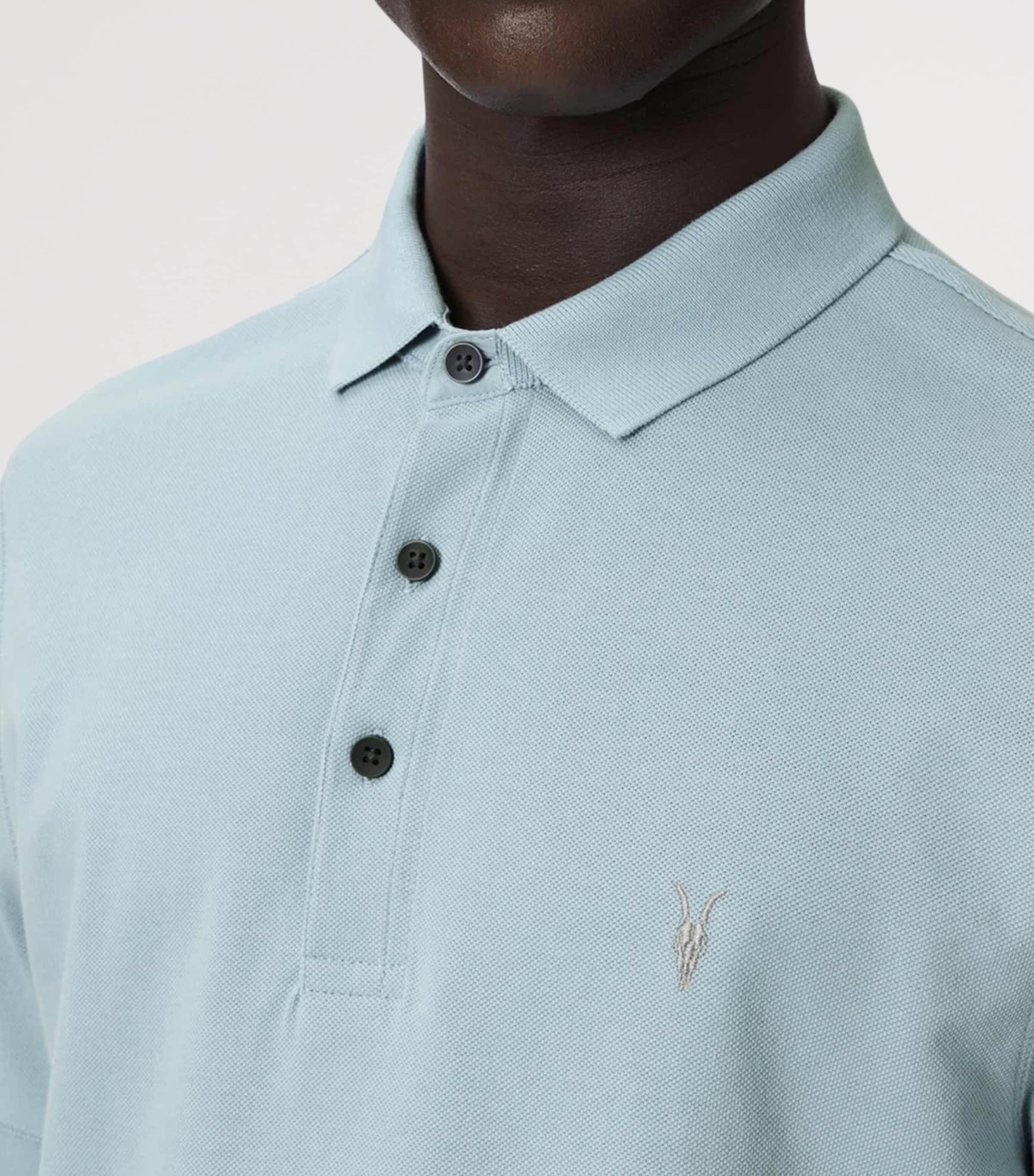 AllSaints Mens Organic Cotton Reform Polo Shirt Salton Blue Image 6