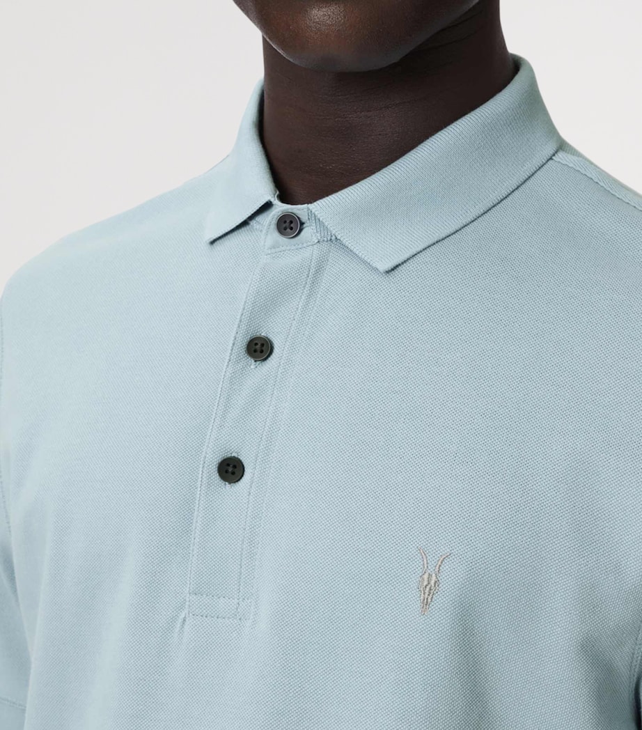 AllSaints Mens Organic Cotton Reform Polo Shirt Salton Blue Image 6