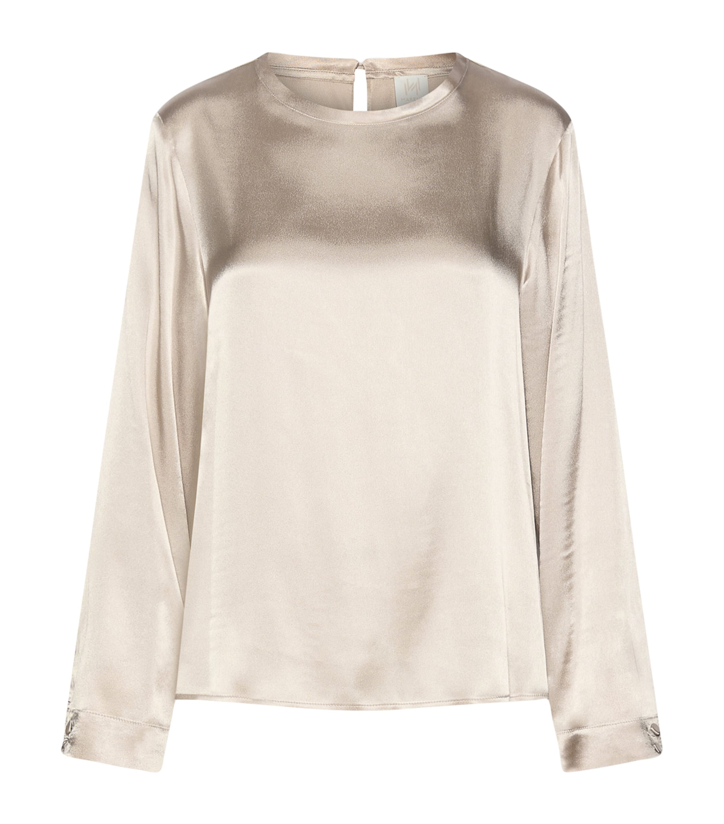 Marella Womens Satin Round-Neck Blouse Turtledove Image 1