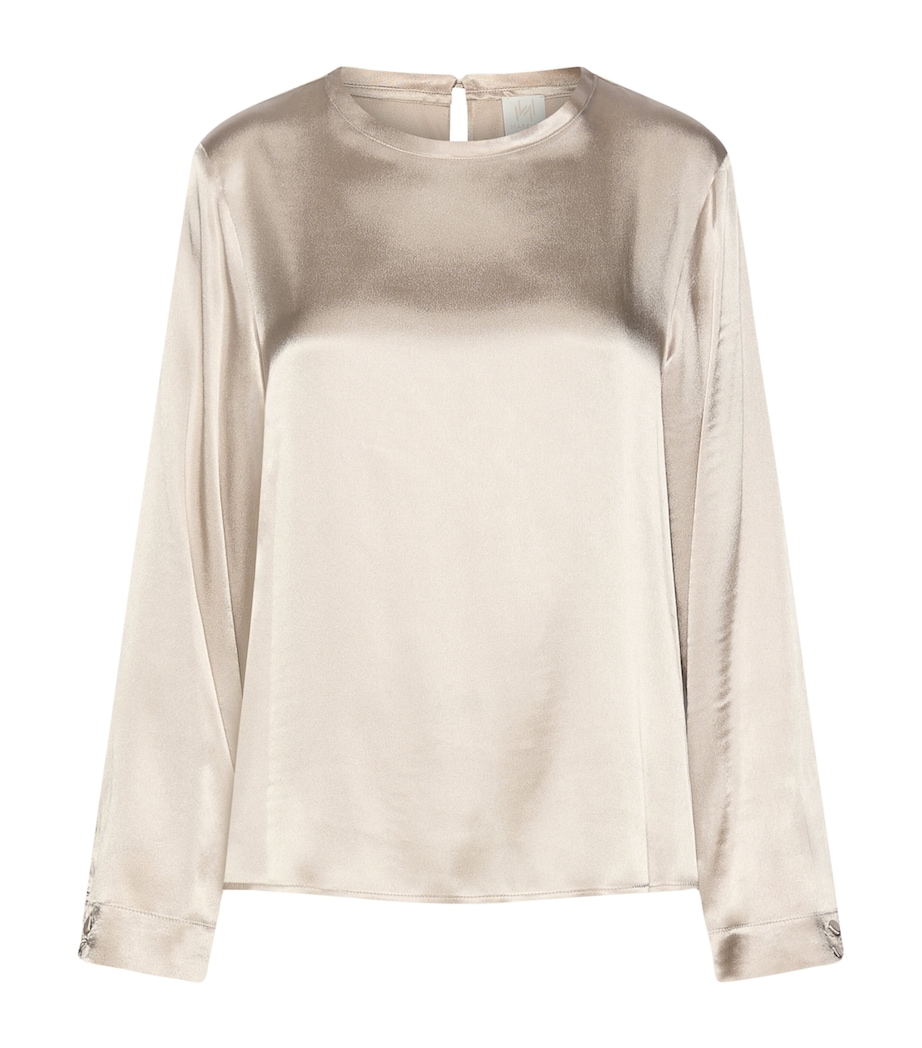 Marella Womens Satin Round-Neck Blouse Turtledove Image 1