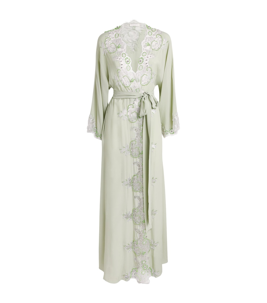 Rosamosario Womens Silk Georgette Regina Effat Robe Pistacchio Green Image 1