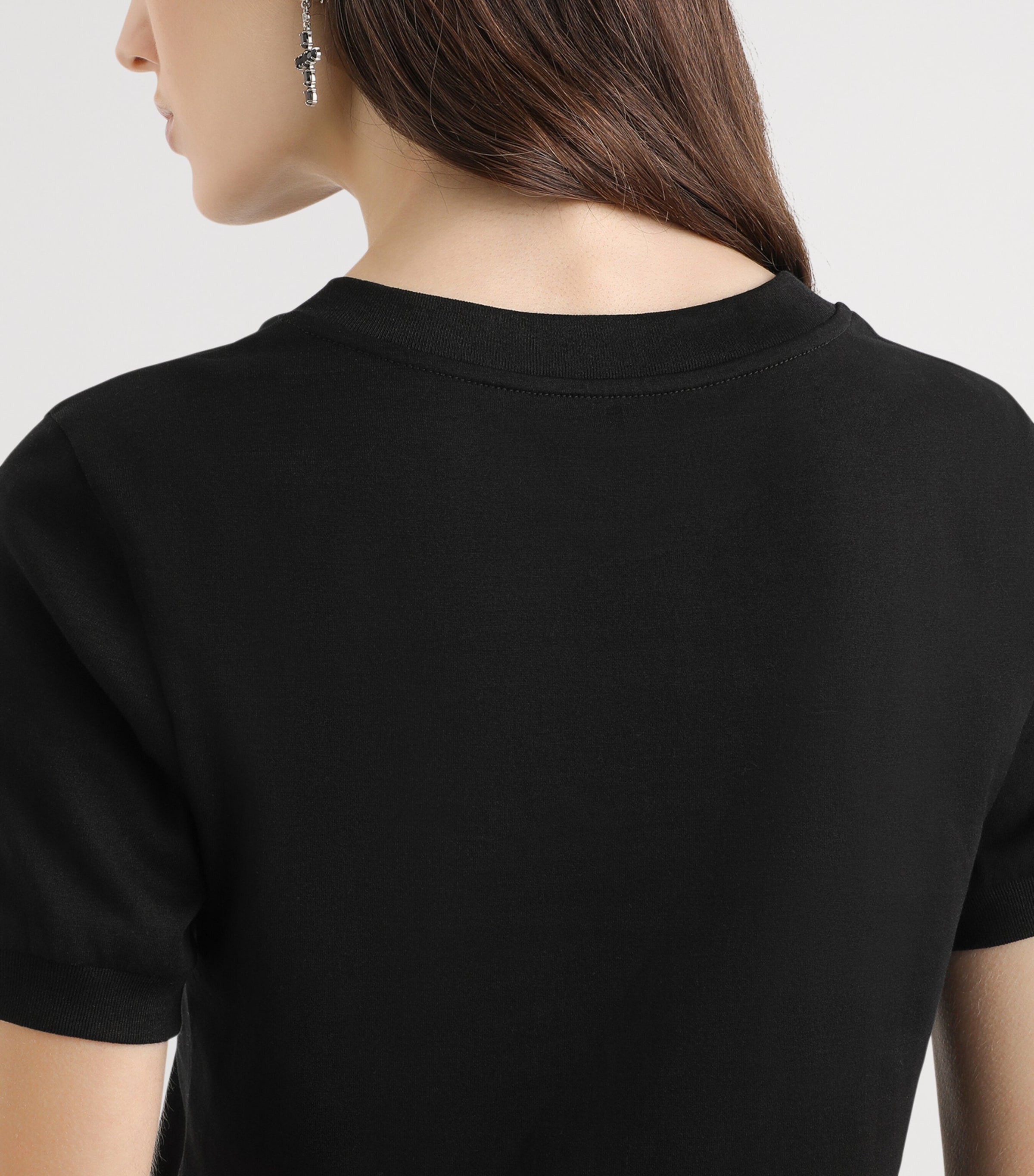 Dolce&Gabbana Womens Cotton Embellished Logo T-Shirt Blac Image 5