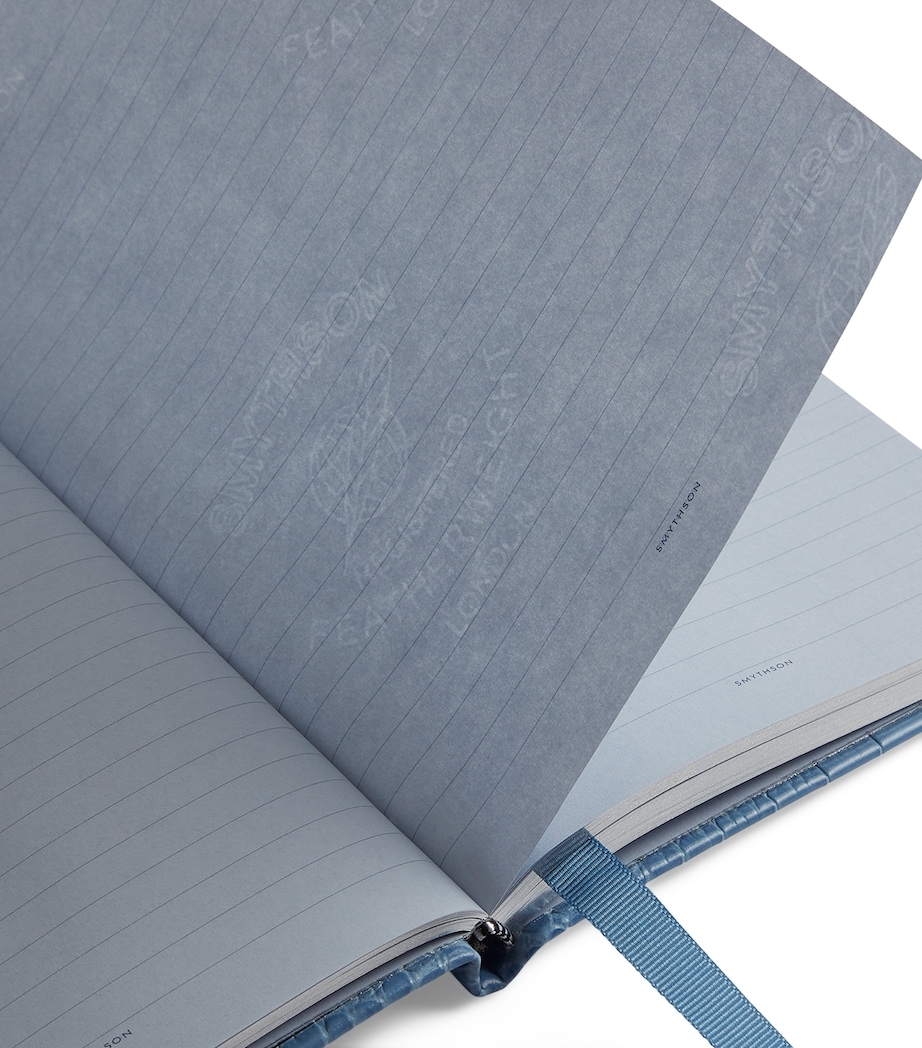 Croc-Embossed Mara Leather Soho Notebook NILE BLUE Image 3