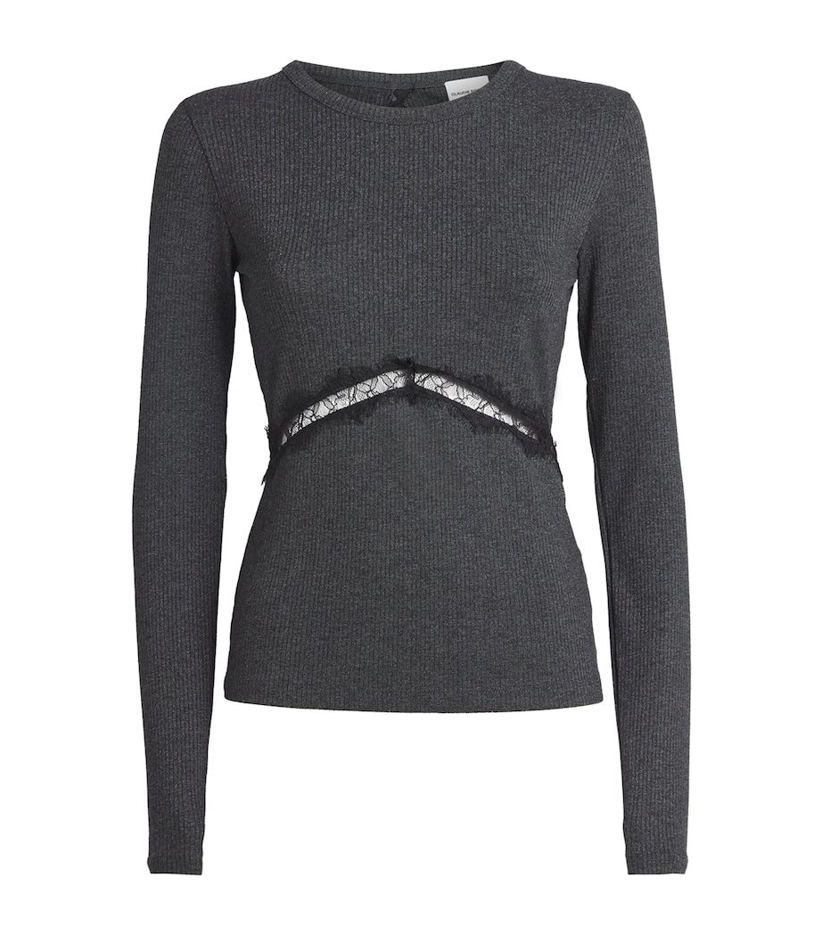 Lace Open-Back Top BLACK Image 1