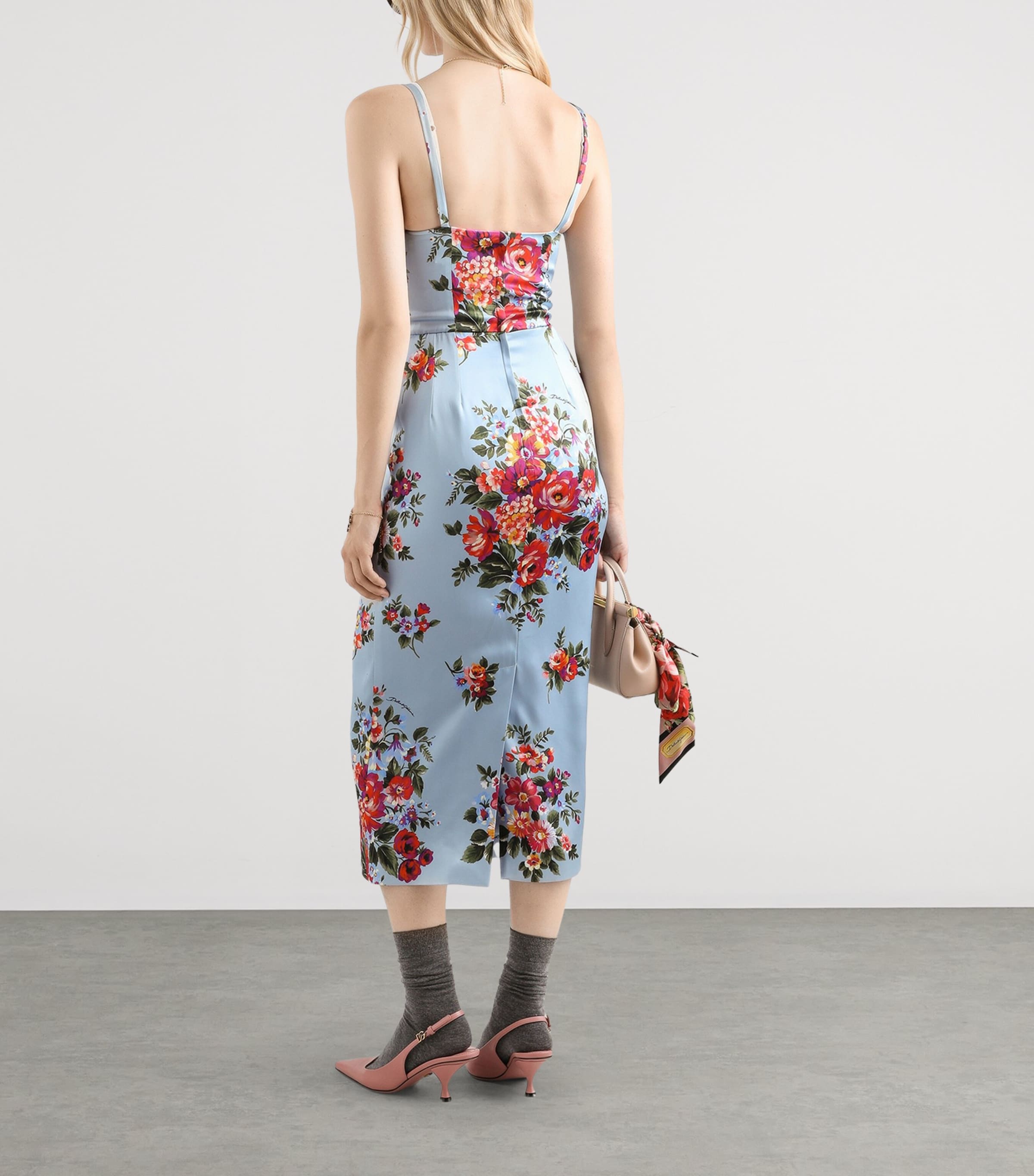 Dolce&Gabbana Womens Silk-Blend Floral Maxi Dress Mazz Image 3