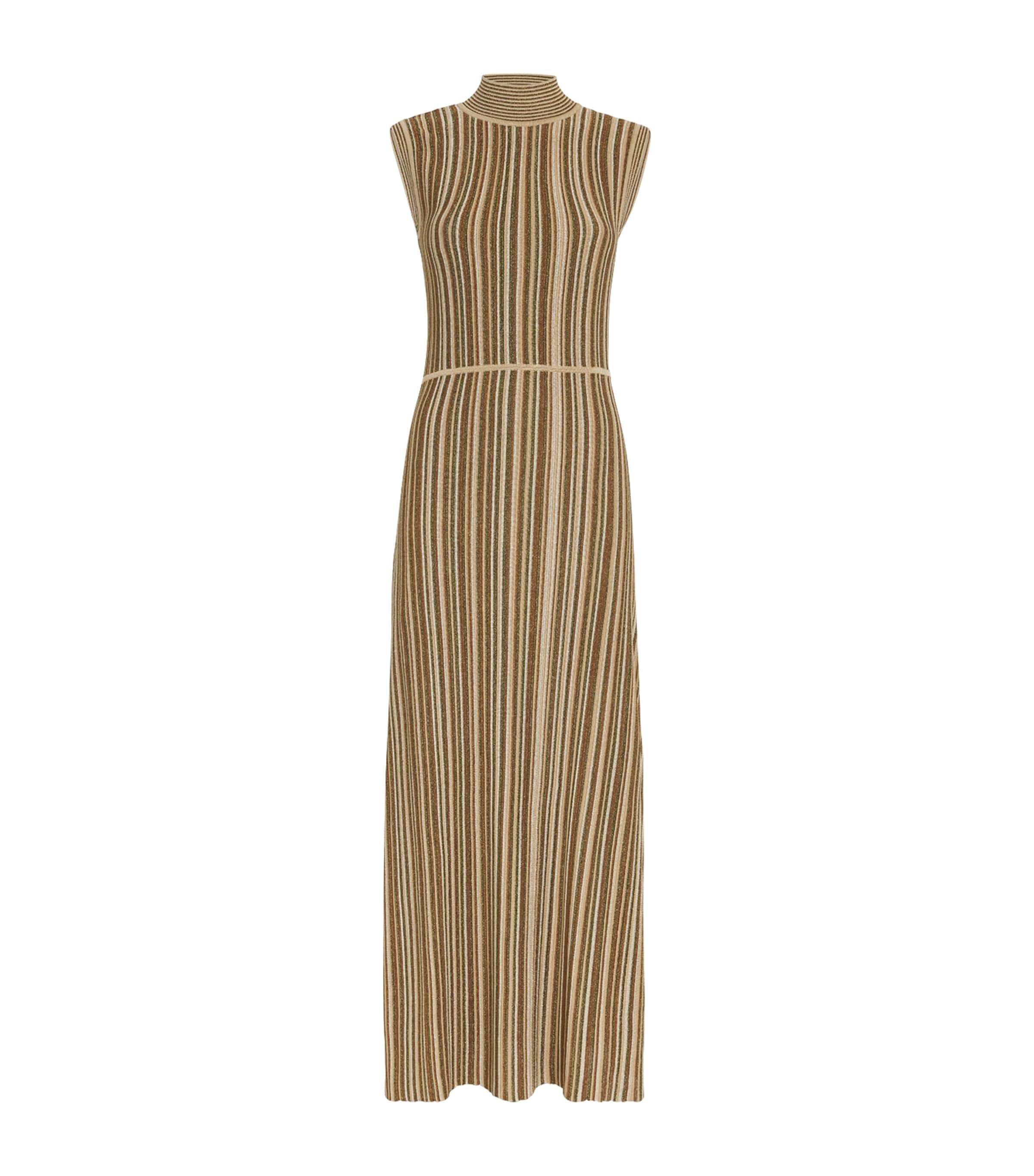 Shop Veronica Beard Stripe Anna Maxi Dress In Gold