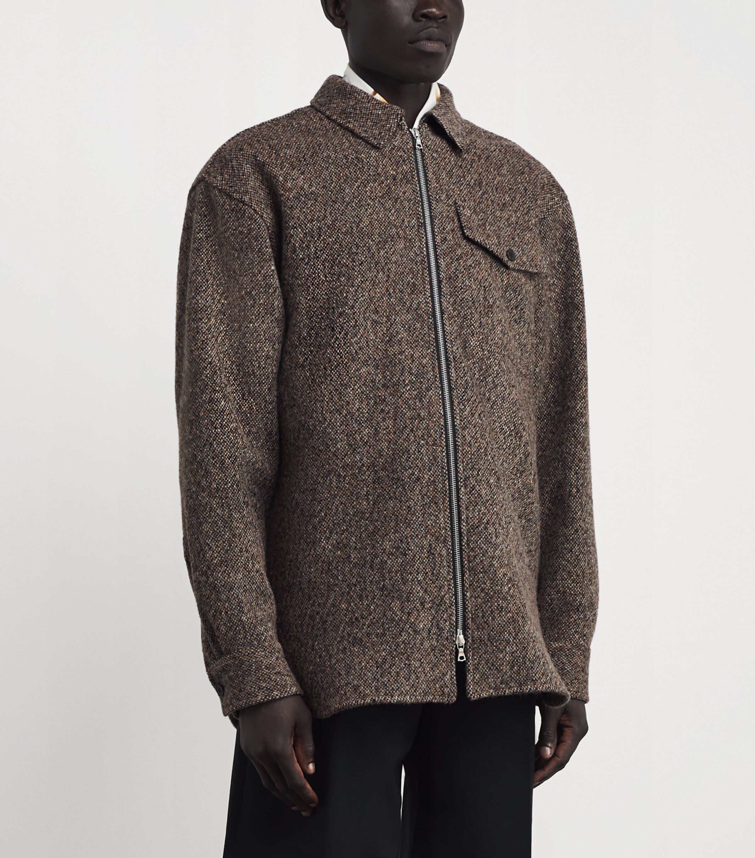 Wool-Blend Zip-Up Overshirt RUST Image 3