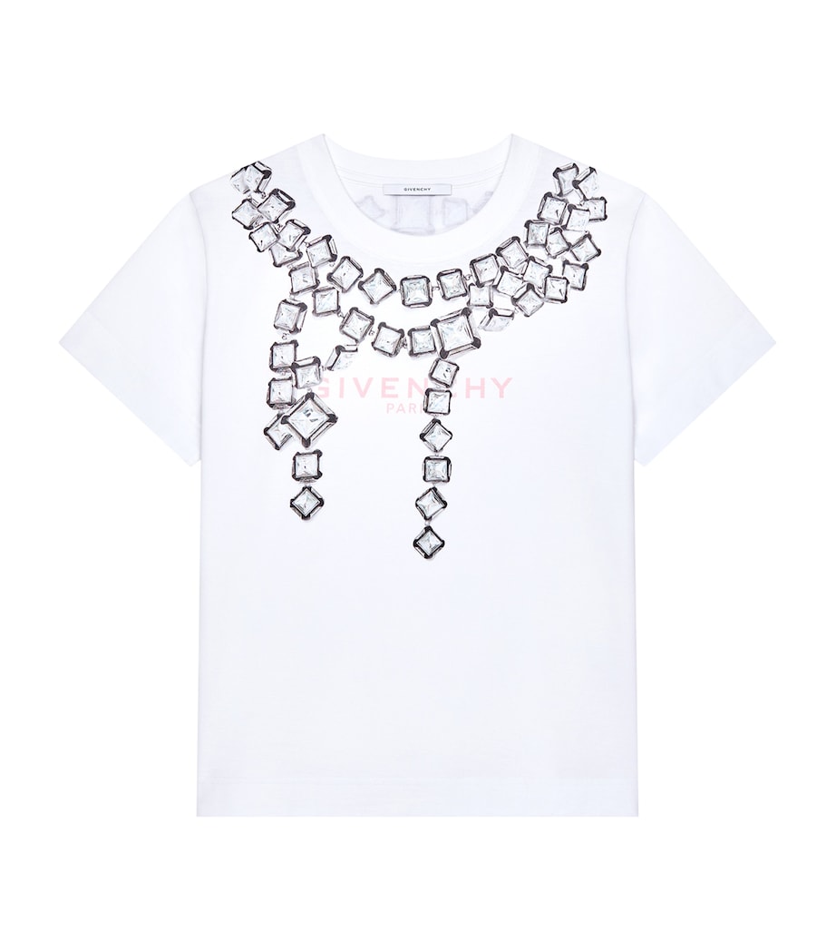 Givenchy Womens Cotton Crystal Print T-Shirt White Image 1