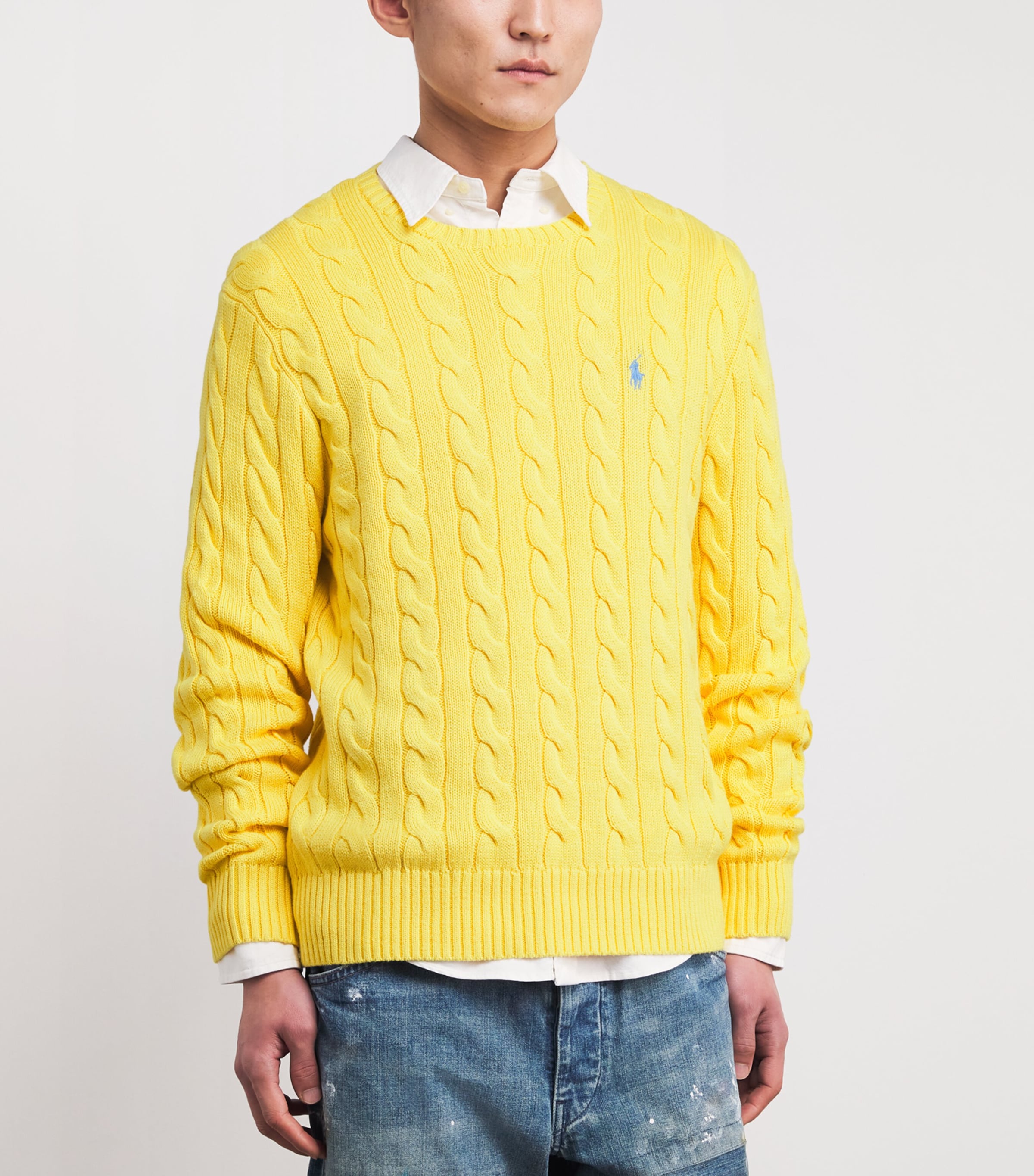 Polo Ralph Lauren Yellow Cotton Cable-Knit Sweater | Harrods US
