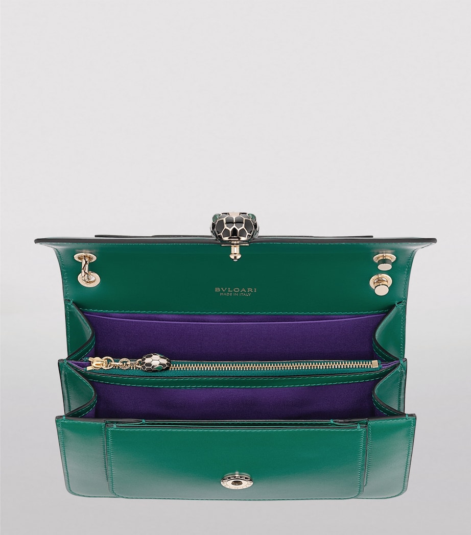 Medium Leather Serpenti Forever Shoulder Bag GREEN LIGHT Image 4