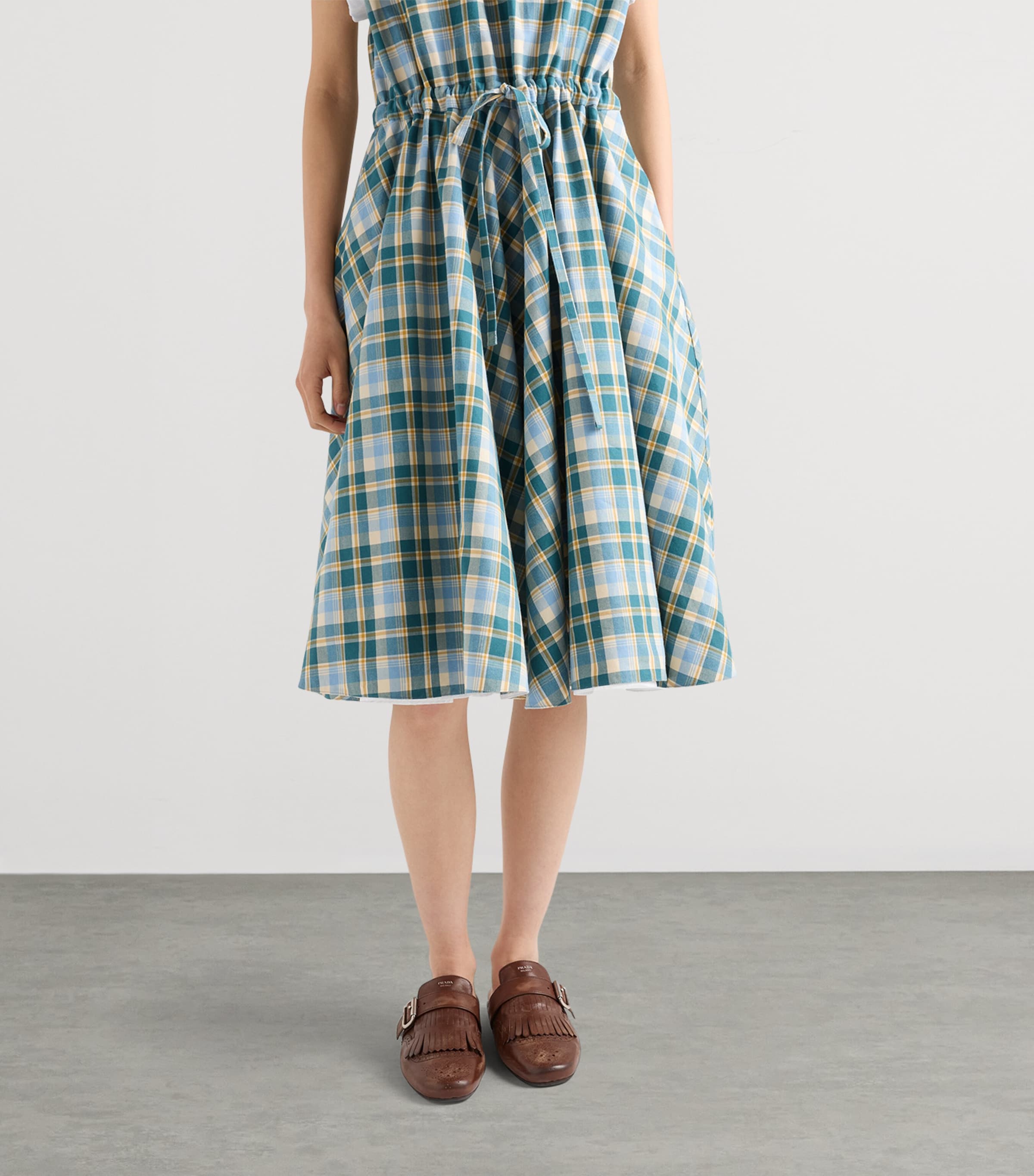 Prada Womens Cotton Check Shirt Dress Image 5