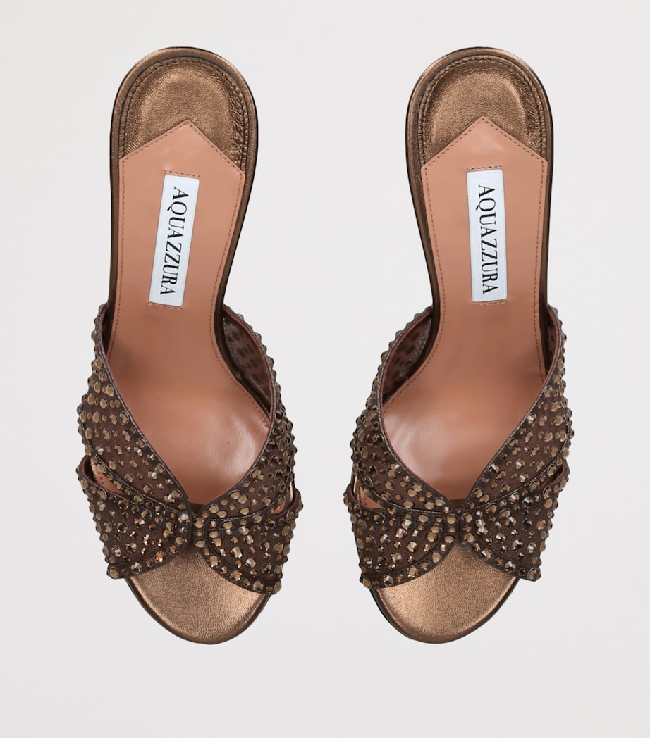 Aquazzura Crystal Lover Heeled Mules 75 Dark Brown Image 4