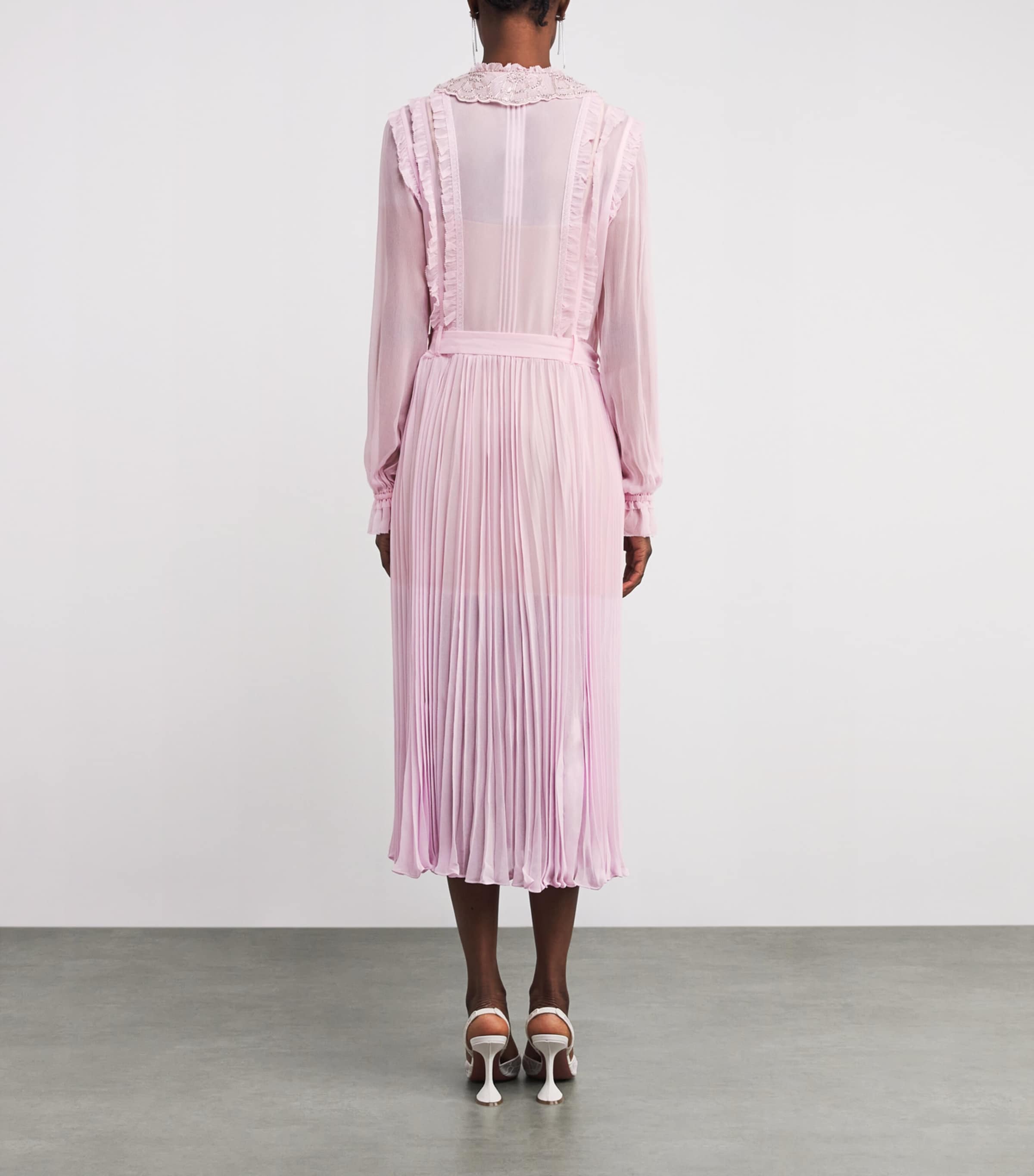 Georgette Ruffled Midi Dress PINK Image 3