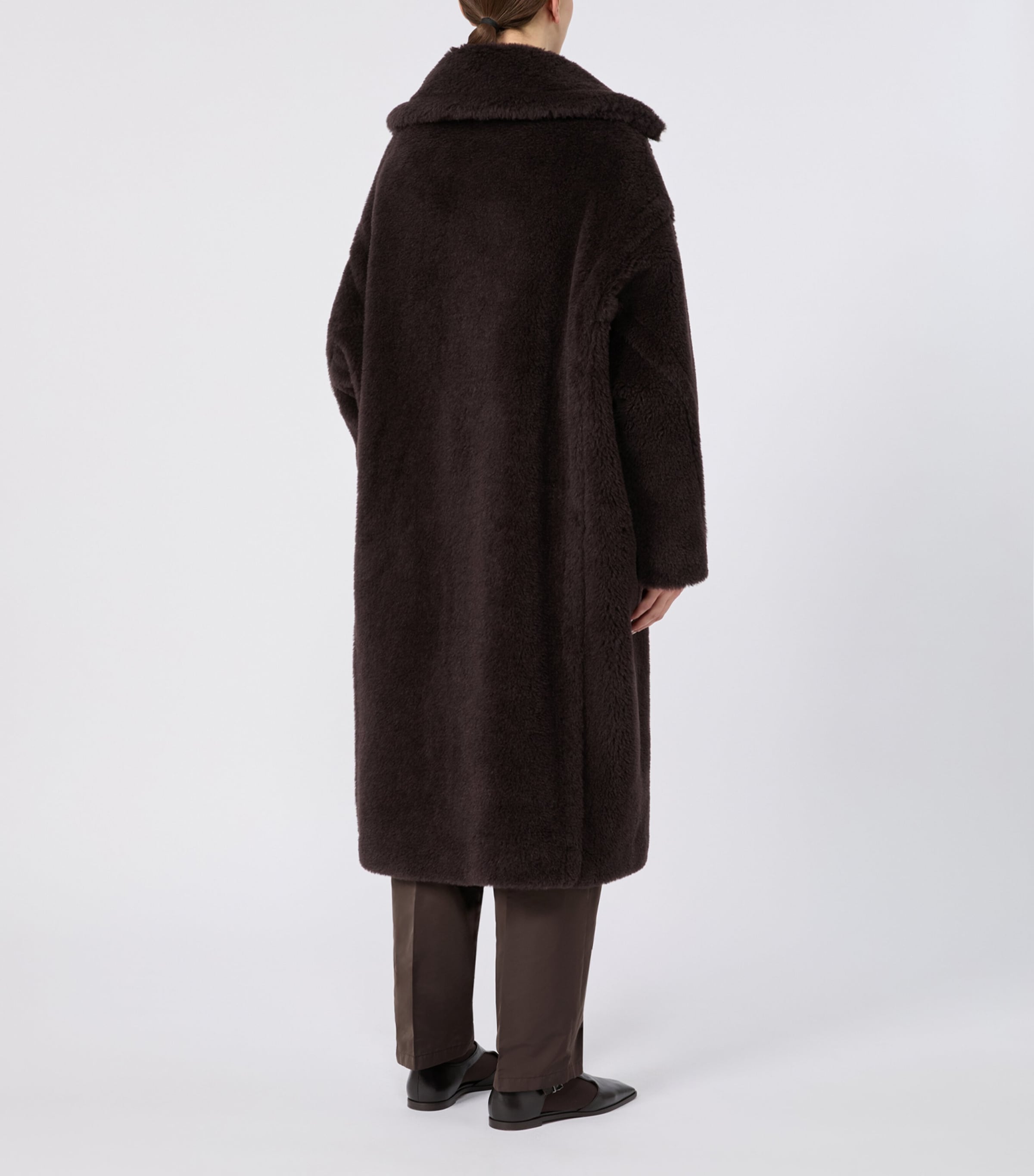 Max Mara Womens Alpaca-Wool-Silk Teddy Bear Icon Coat Dark Brown Image 3