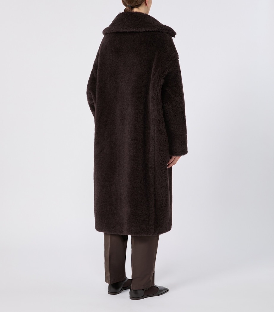 Max Mara Womens Alpaca-Wool-Silk Teddy Bear Icon Coat Dark Brown Image 3