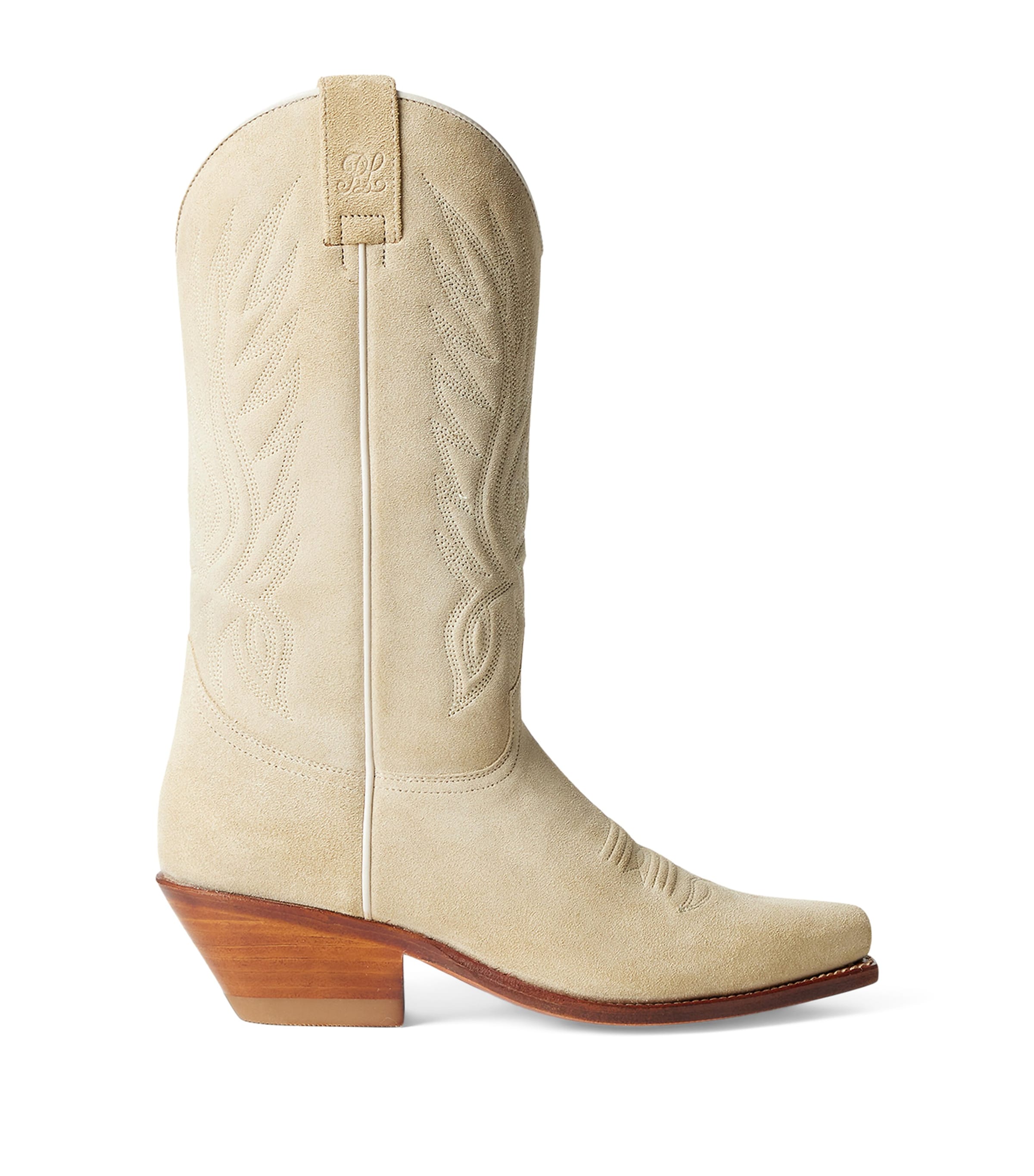 Ralph Lauren Suede Chilton Cowboy Boots In Neutral
