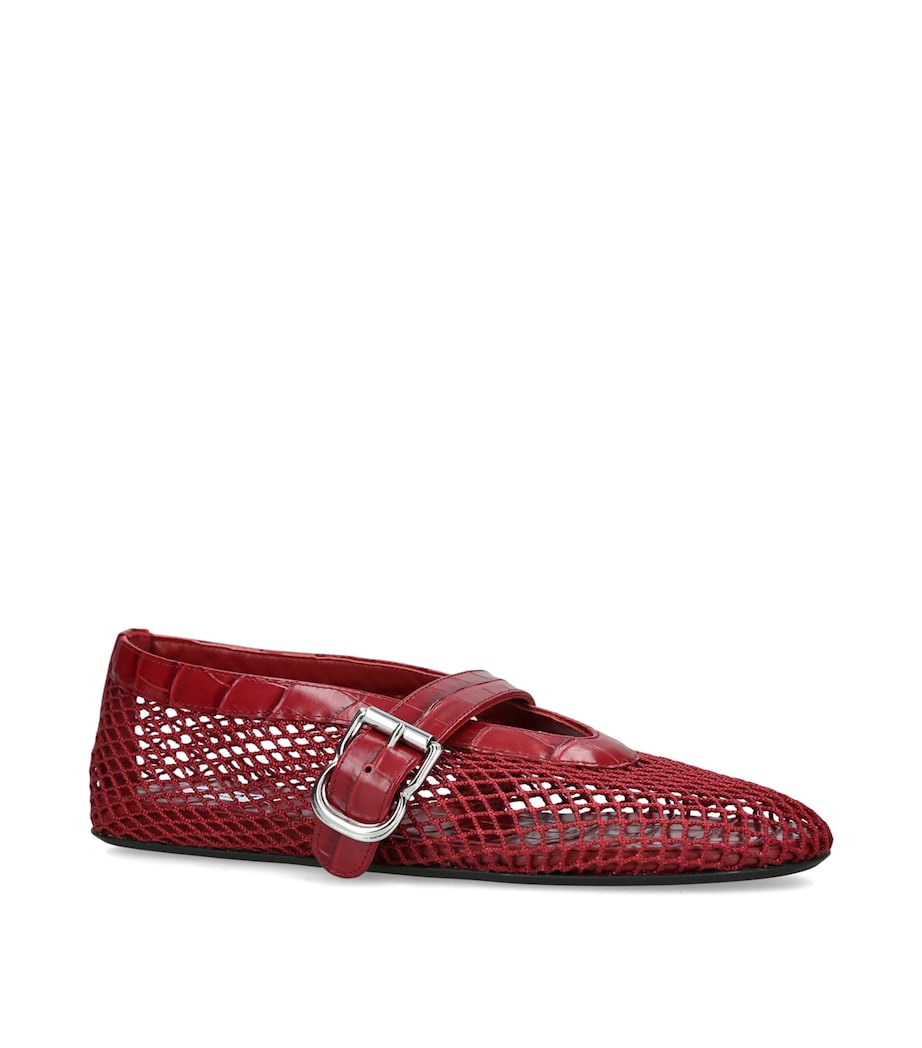 Alaïa Leather Mesh Ballet Flats Wine Image 3