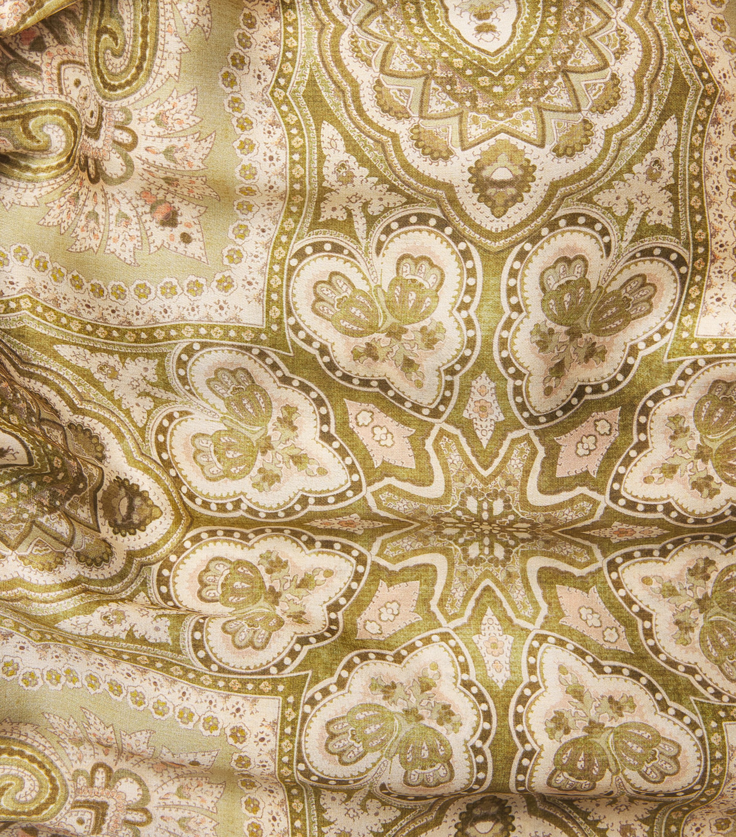Zimmermann Womens Silk Satin Luna Trousers Olive Perla Paisley Image 6