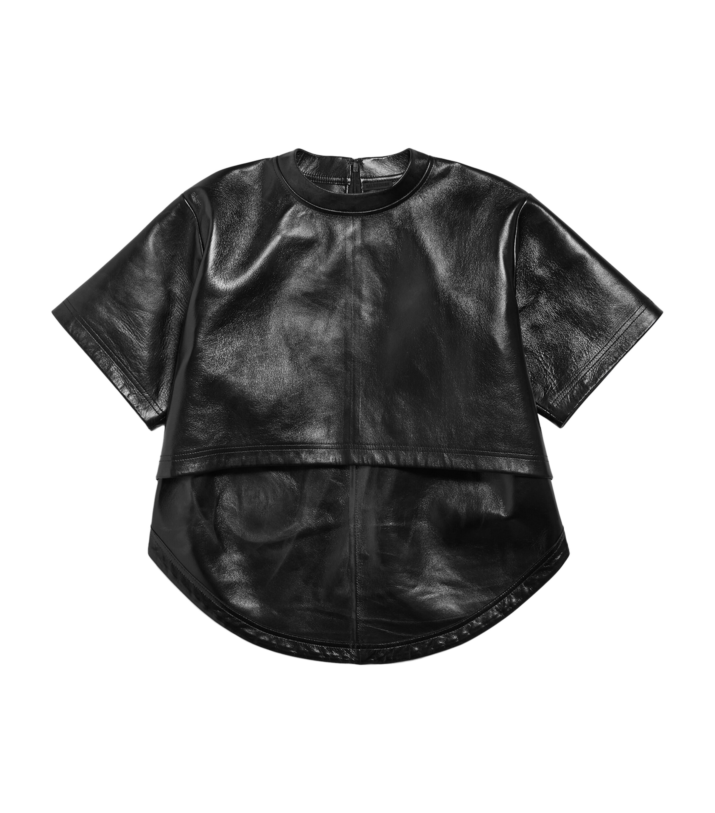 Balenciaga Womens Leather Train-Detail Crop Top Image 1