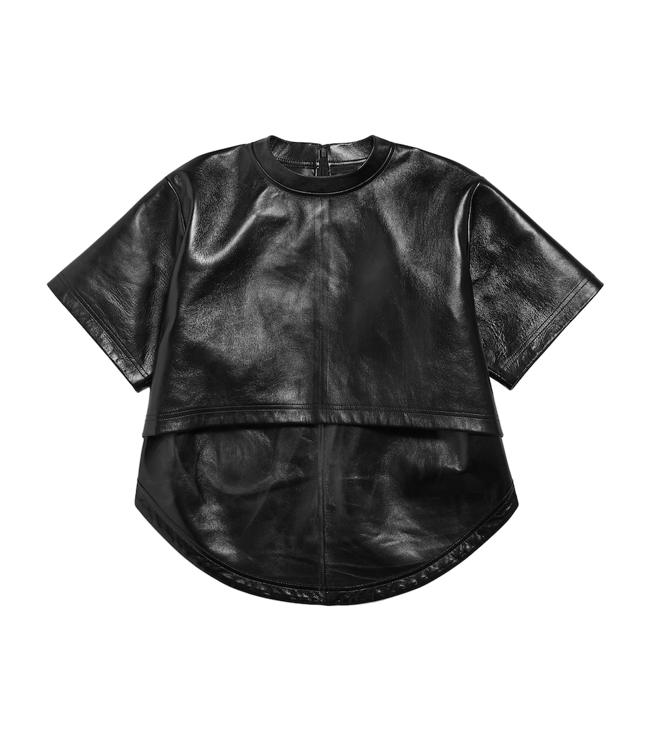 Balenciaga Womens Leather Train-Detail Crop Top Image 1