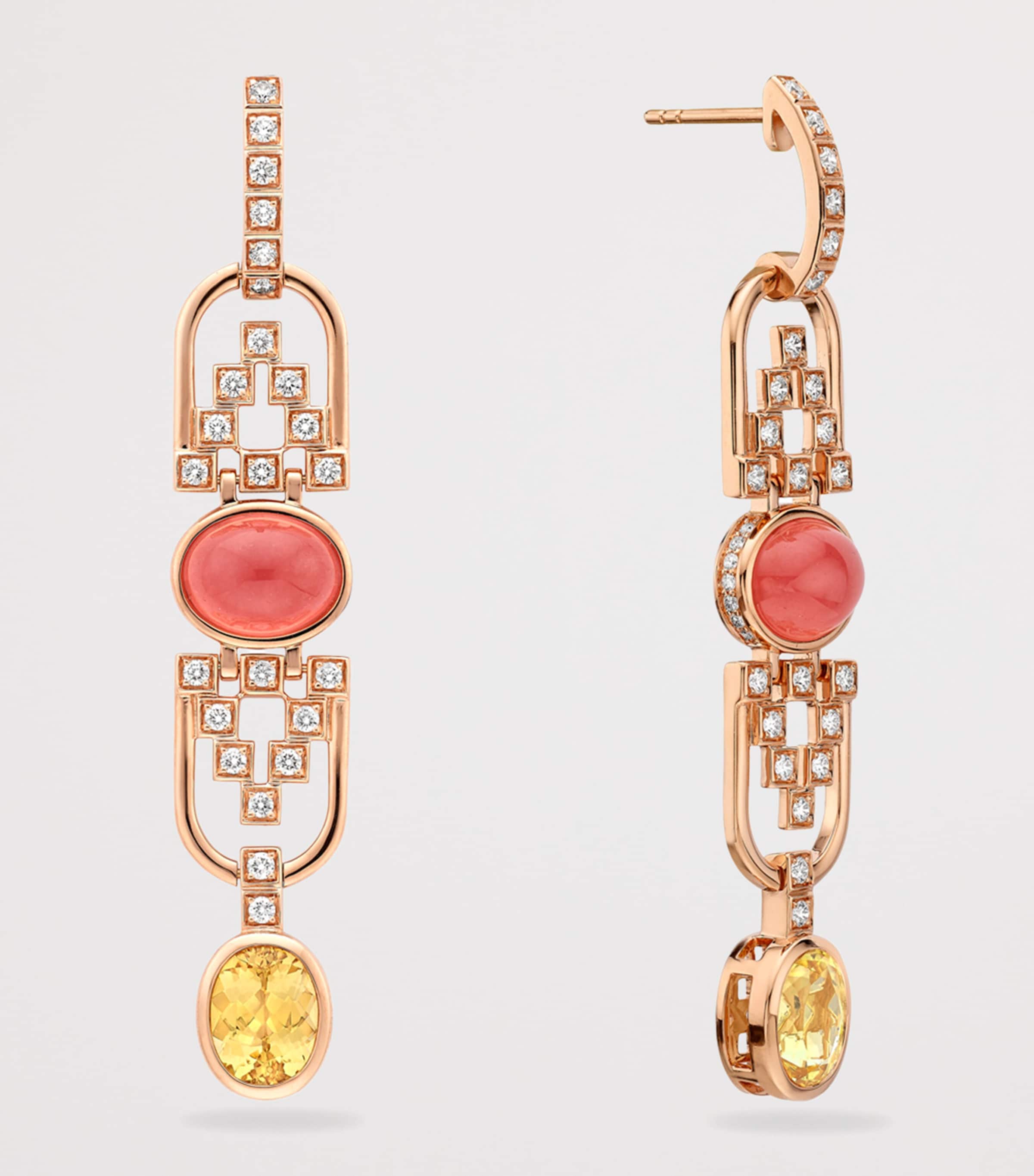 Rose Gold, Diamond, Topaz and Rhodochrosite Kasbah Atlas Mountains Inside Africa Earrings ROSE GOLD Image 3
