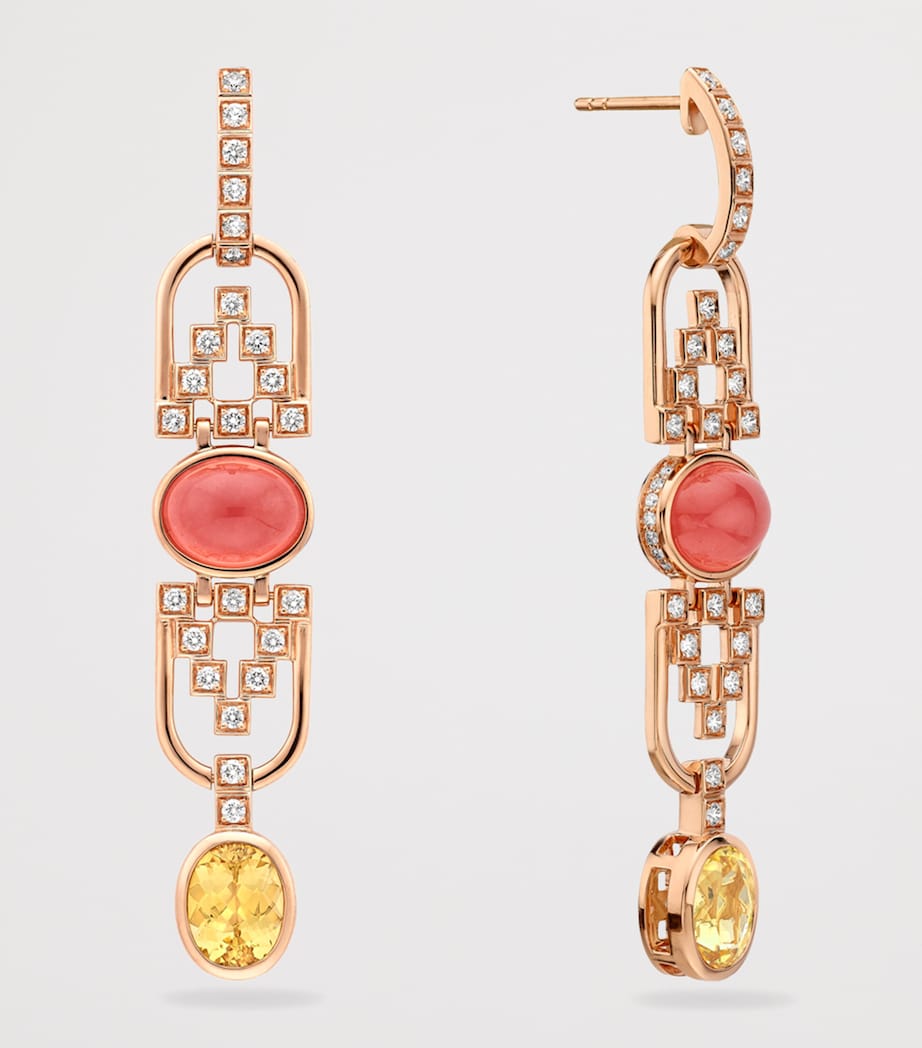 Rose Gold, Diamond, Topaz and Rhodochrosite Kasbah Atlas Mountains Inside Africa Earrings ROSE GOLD Image 3