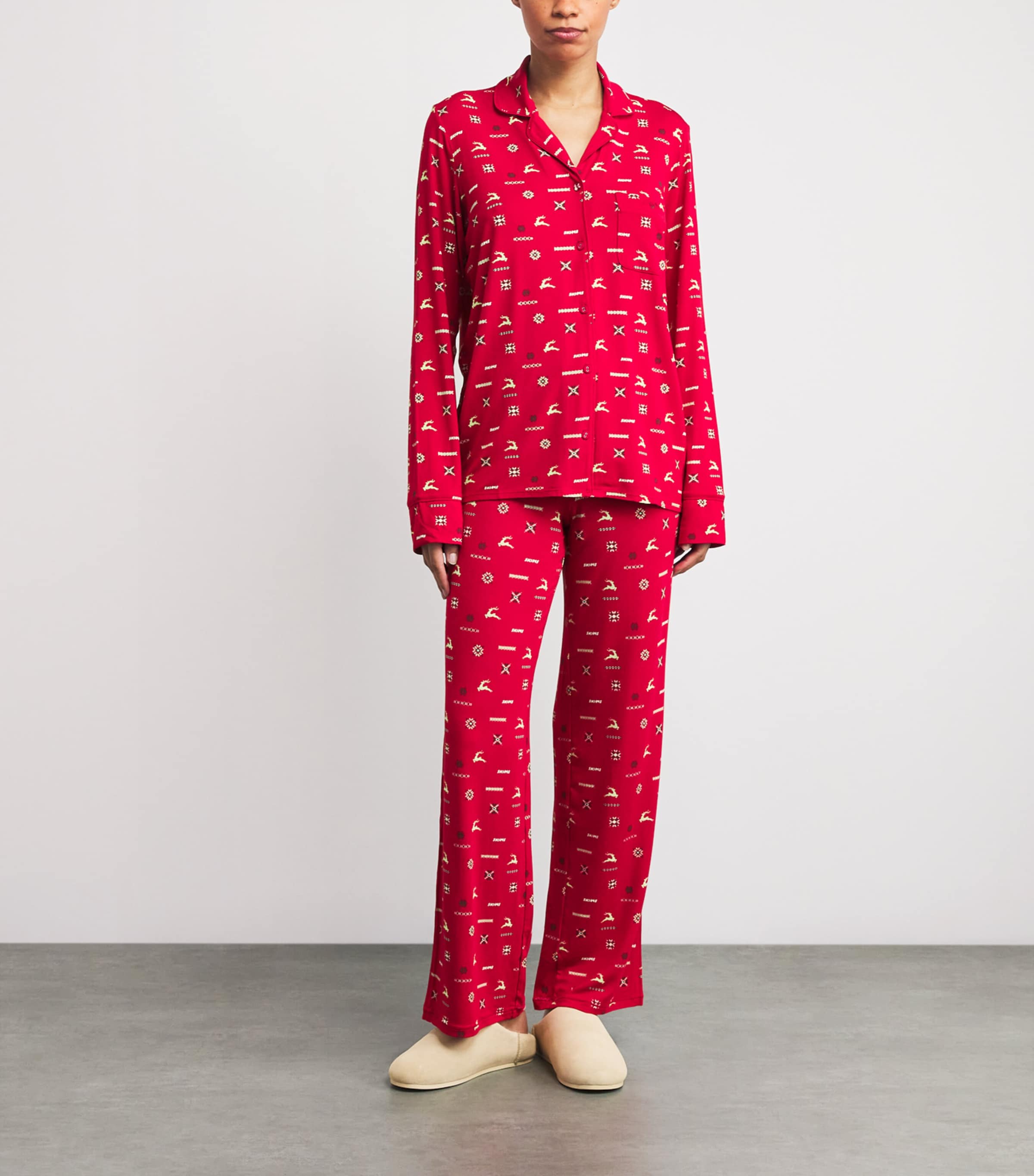 Modal-Blend Festive Print Pyjama Set CRNBRRY VNTG DR PRNT Image 2