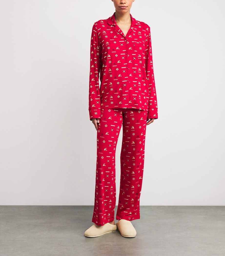 Modal-Blend Festive Print Pyjama Set CRNBRRY VNTG DR PRNT Image 2