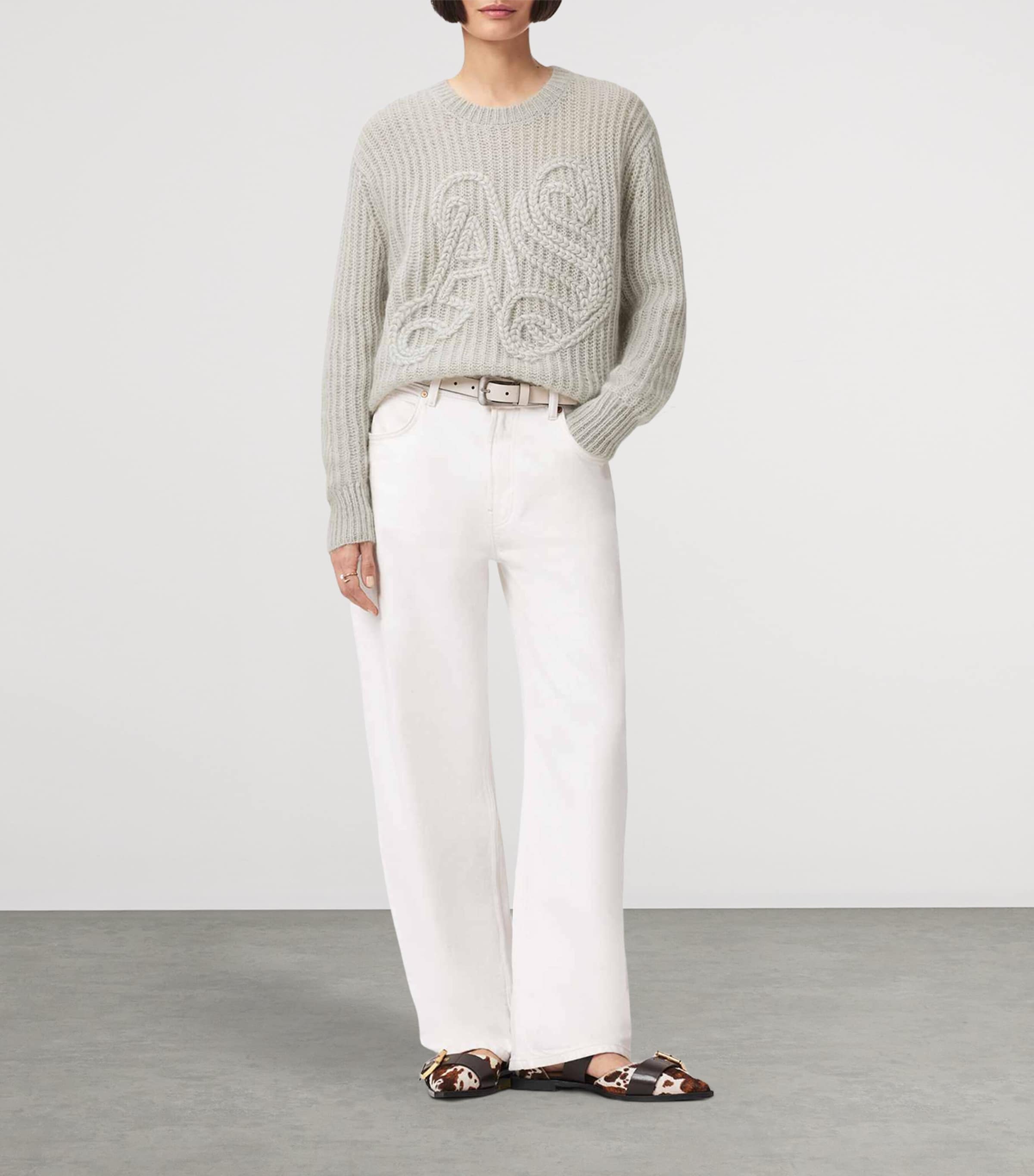 Wool-Blend Chain Sweater PALE LAUREL GREEN Image 2