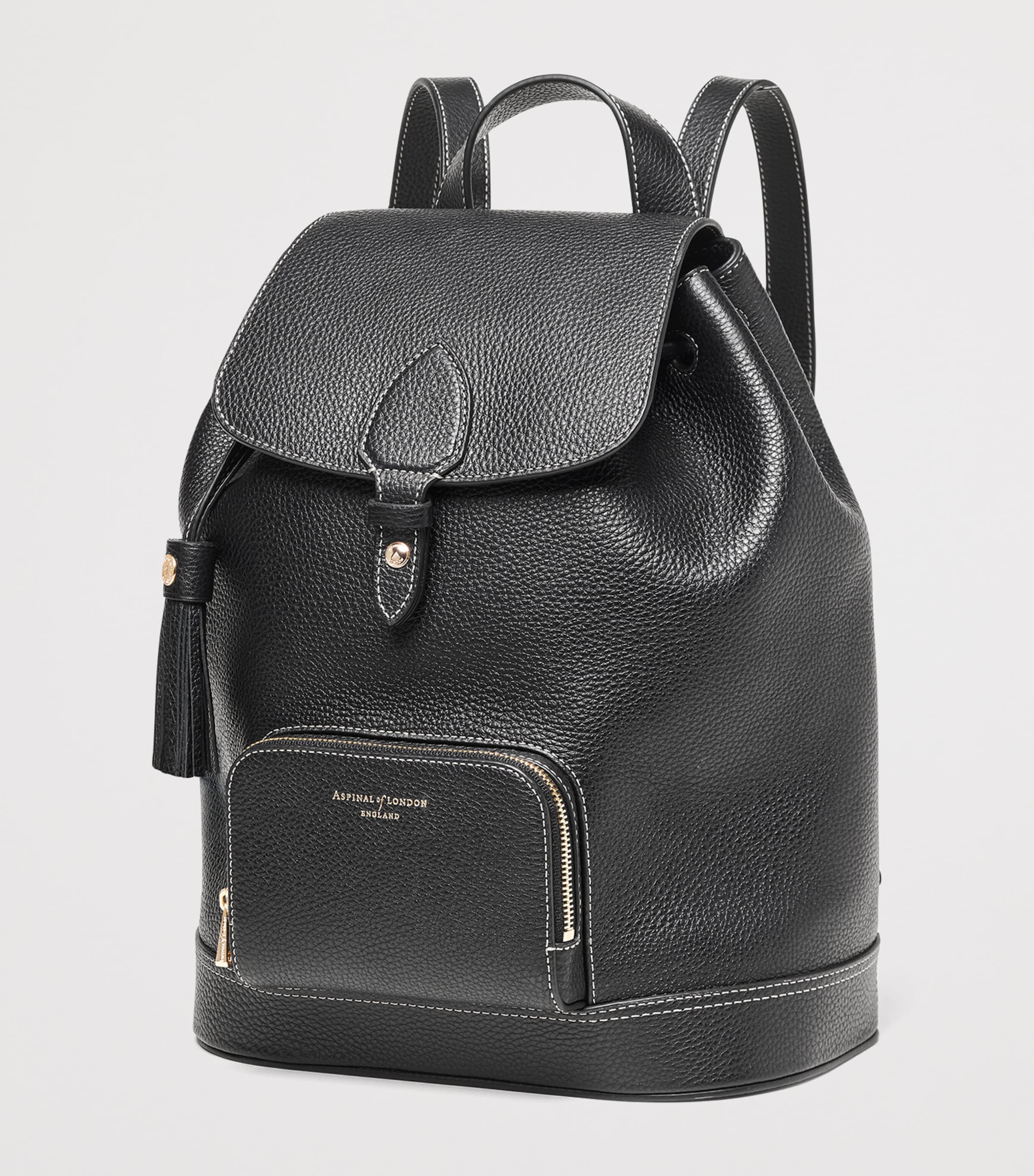 Small Leather Hudson Backpack BLACK Image 2