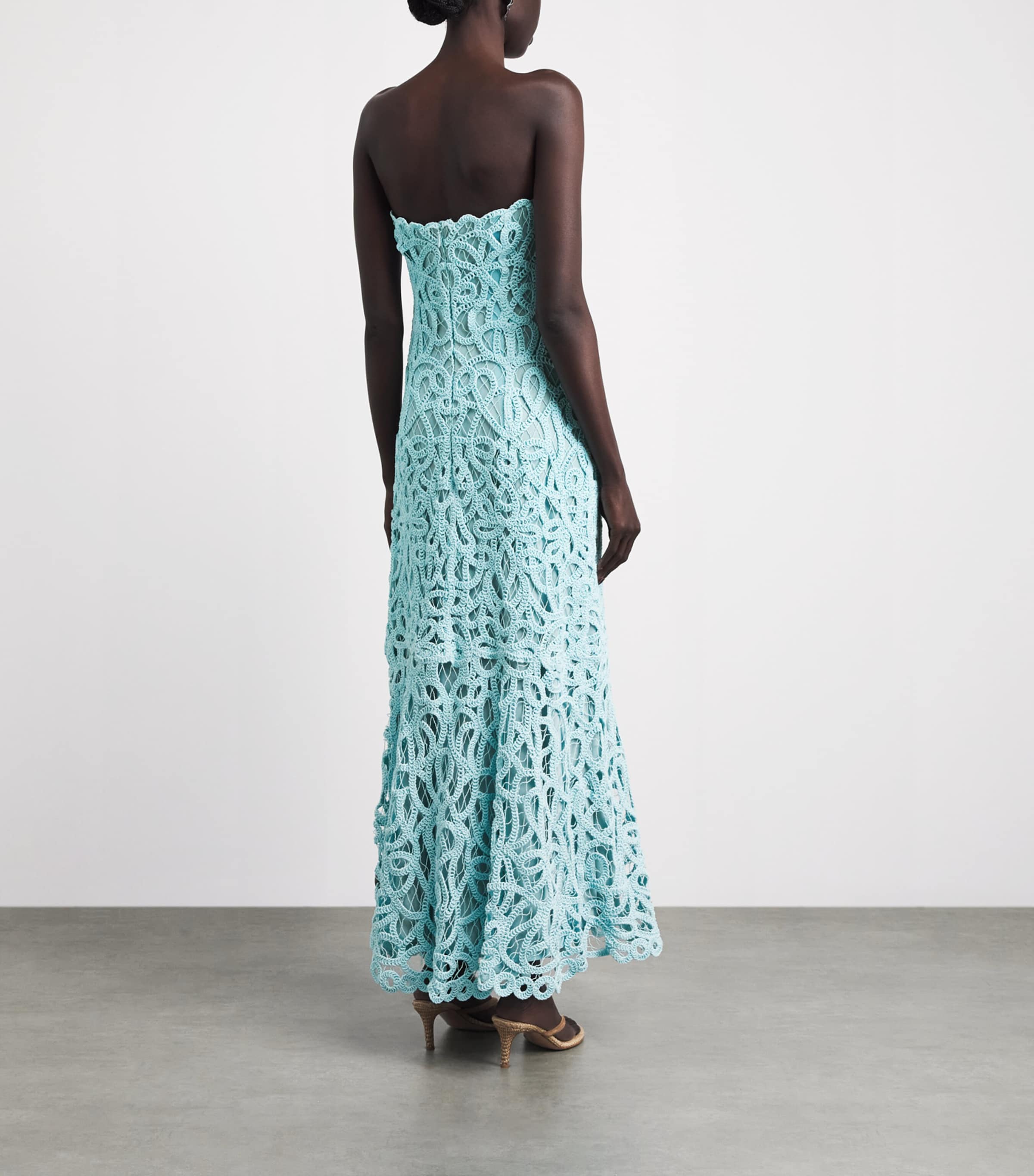 Simkhai Womens Lace Clairis Midi Dress Pool Image 4