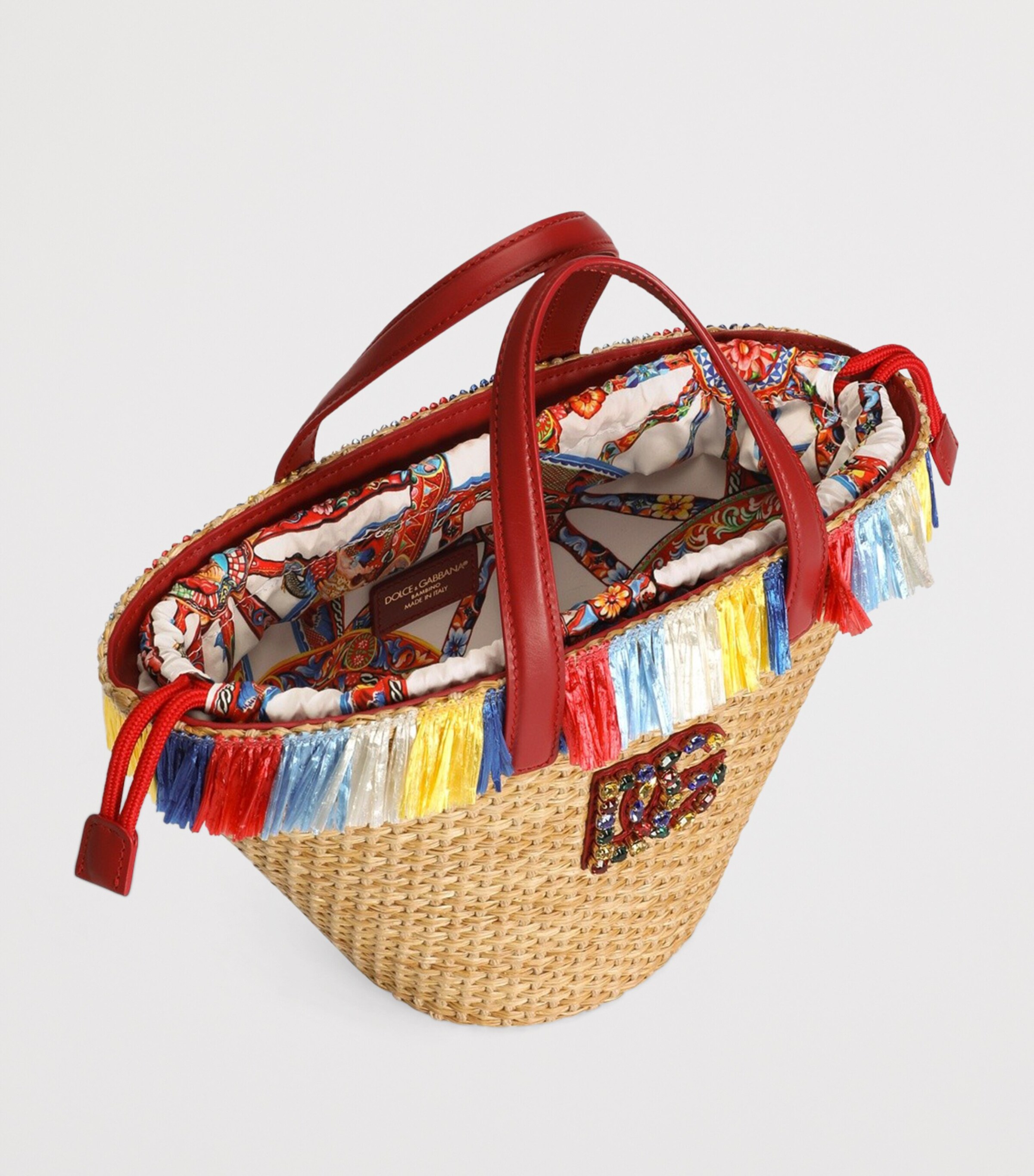 Dolce&Gabbana Kids Faux Rafifia Coffa Bag Carretto F.bco Image 4