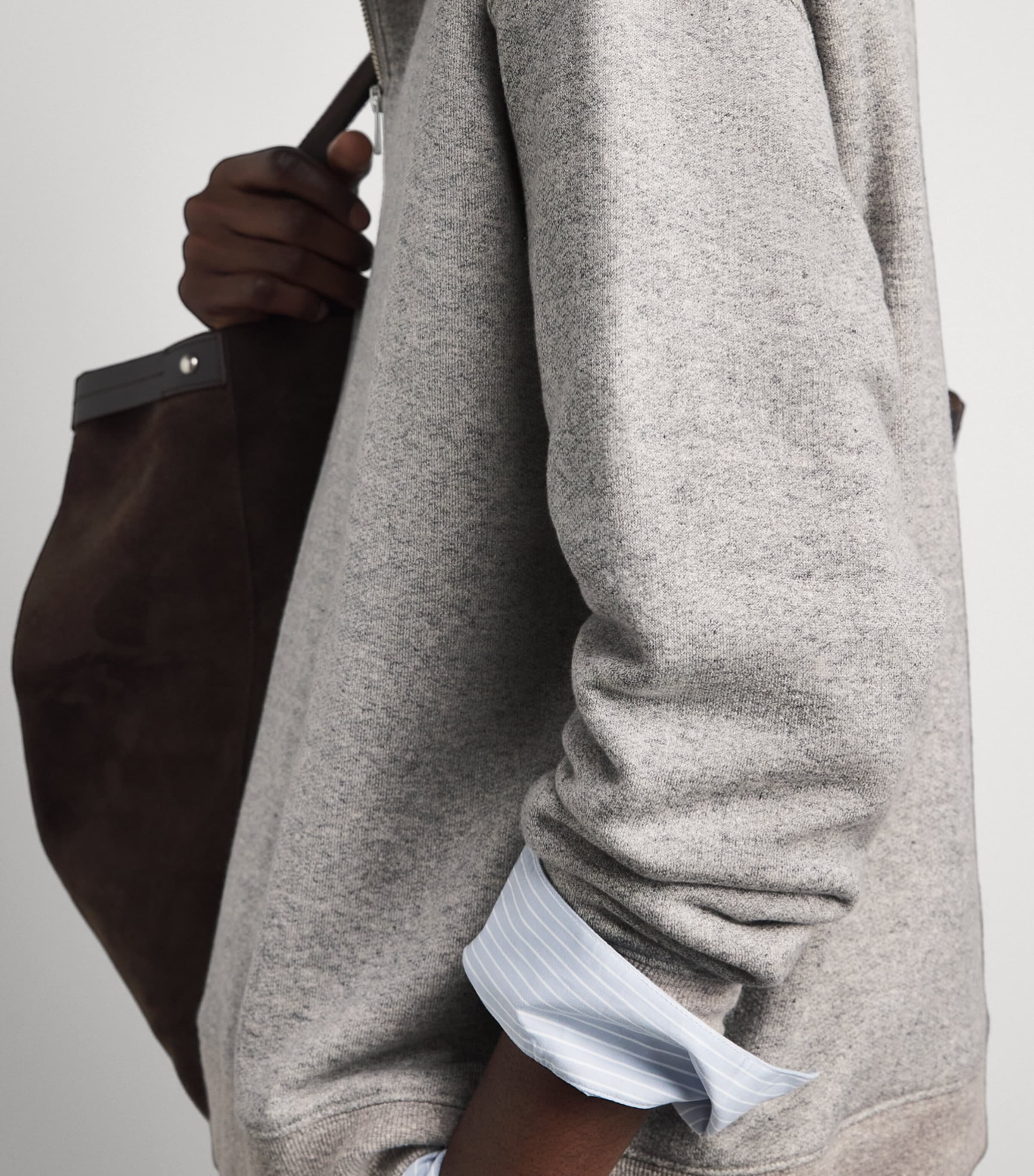 FRAME Mens Wool-Cotton Half-Zip Sweater Hgry Heather Grey Image 3