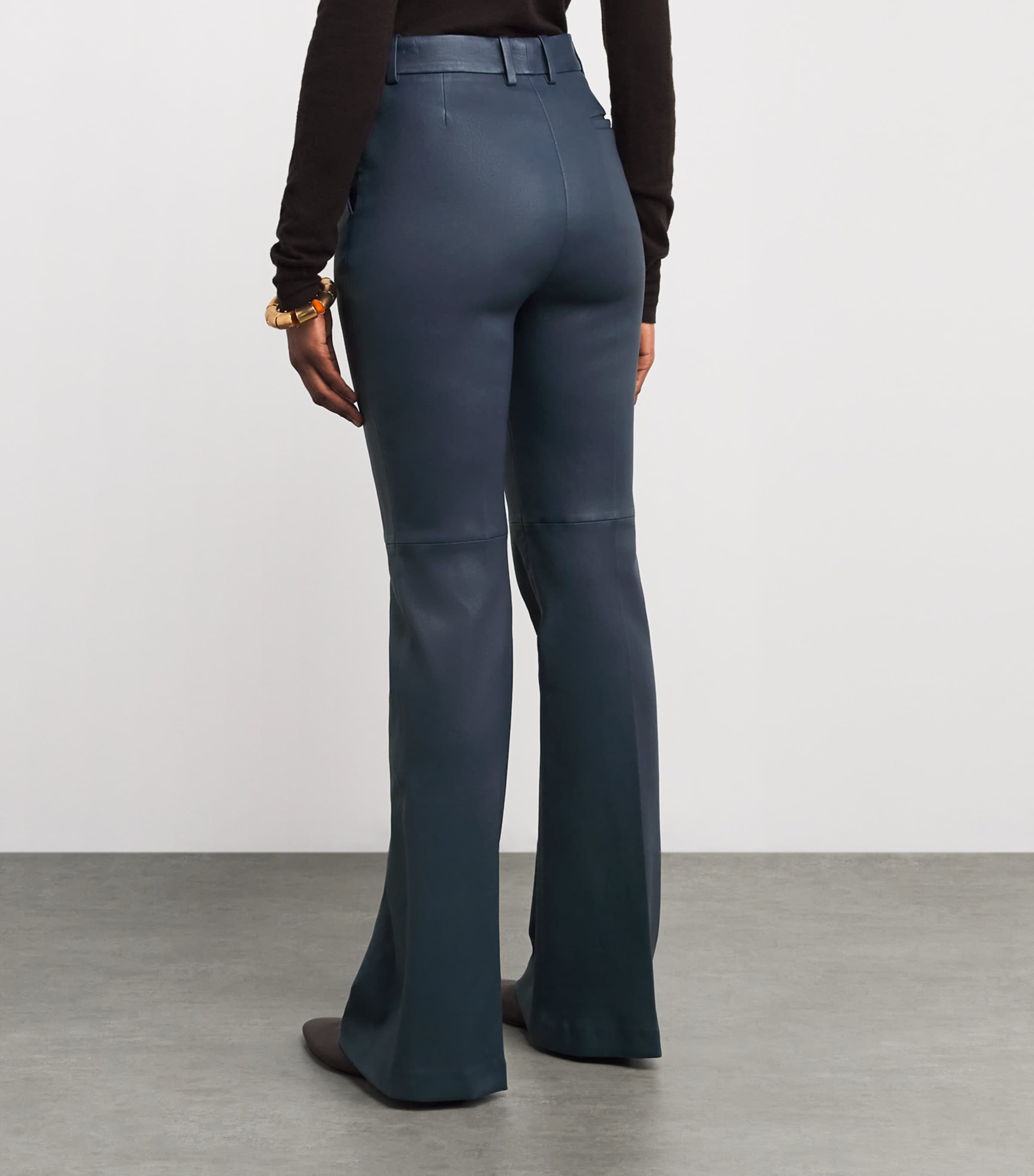 Leather Tafira Flared Trousers INDIGO Image 4