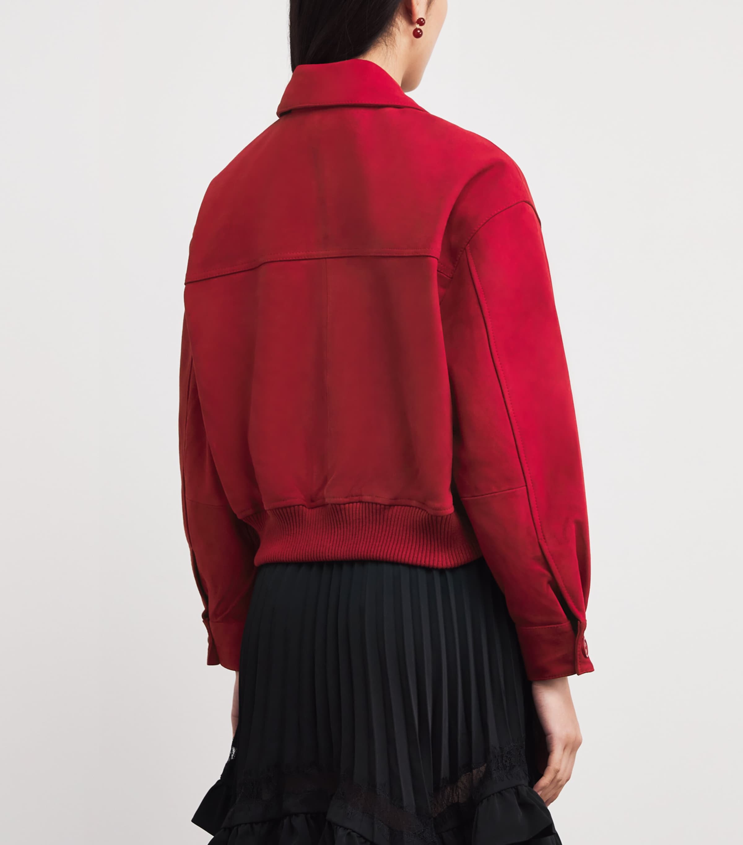 Suede Collared Jacket RED Image 4