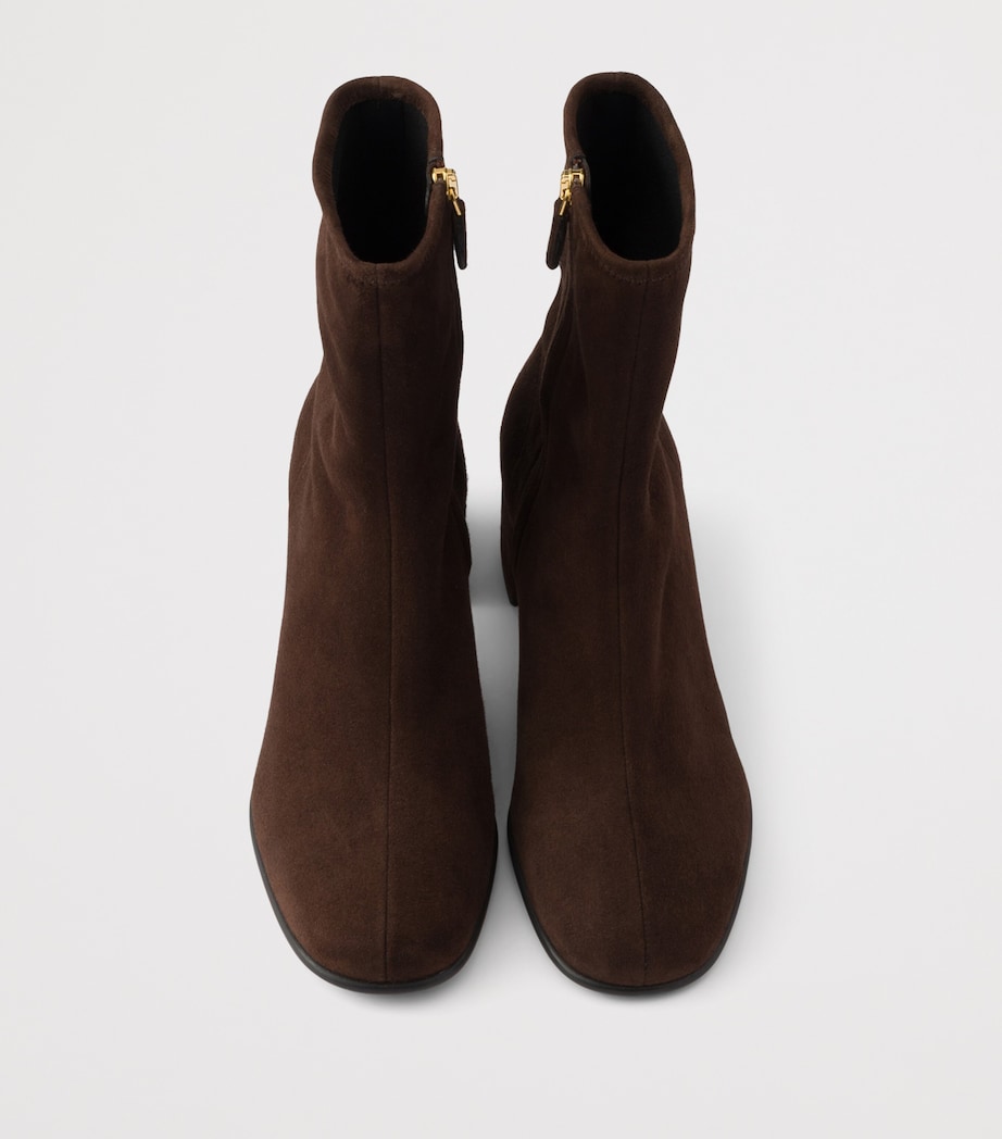 Prada Suede Stretch Booties Ankle Boots 55 Brown Image 3