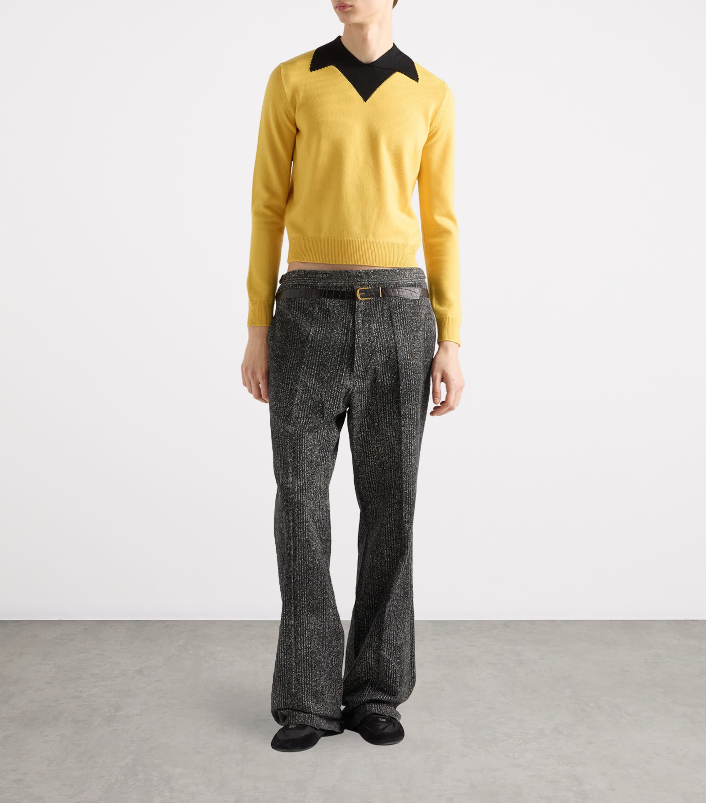 Wool Long-Sleeve Polo Shirt F0C5K Image 2