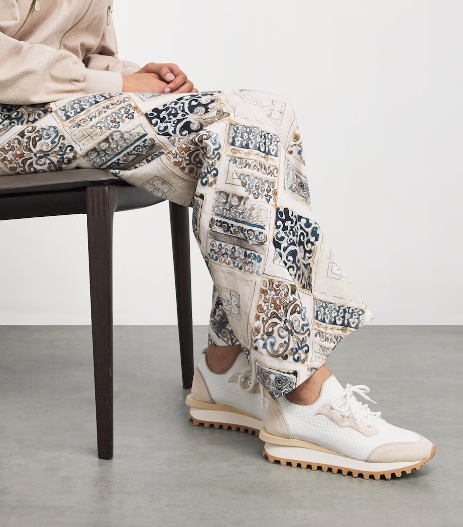 Suede-Trim Low-Top Sneakers BIANCO Image 2