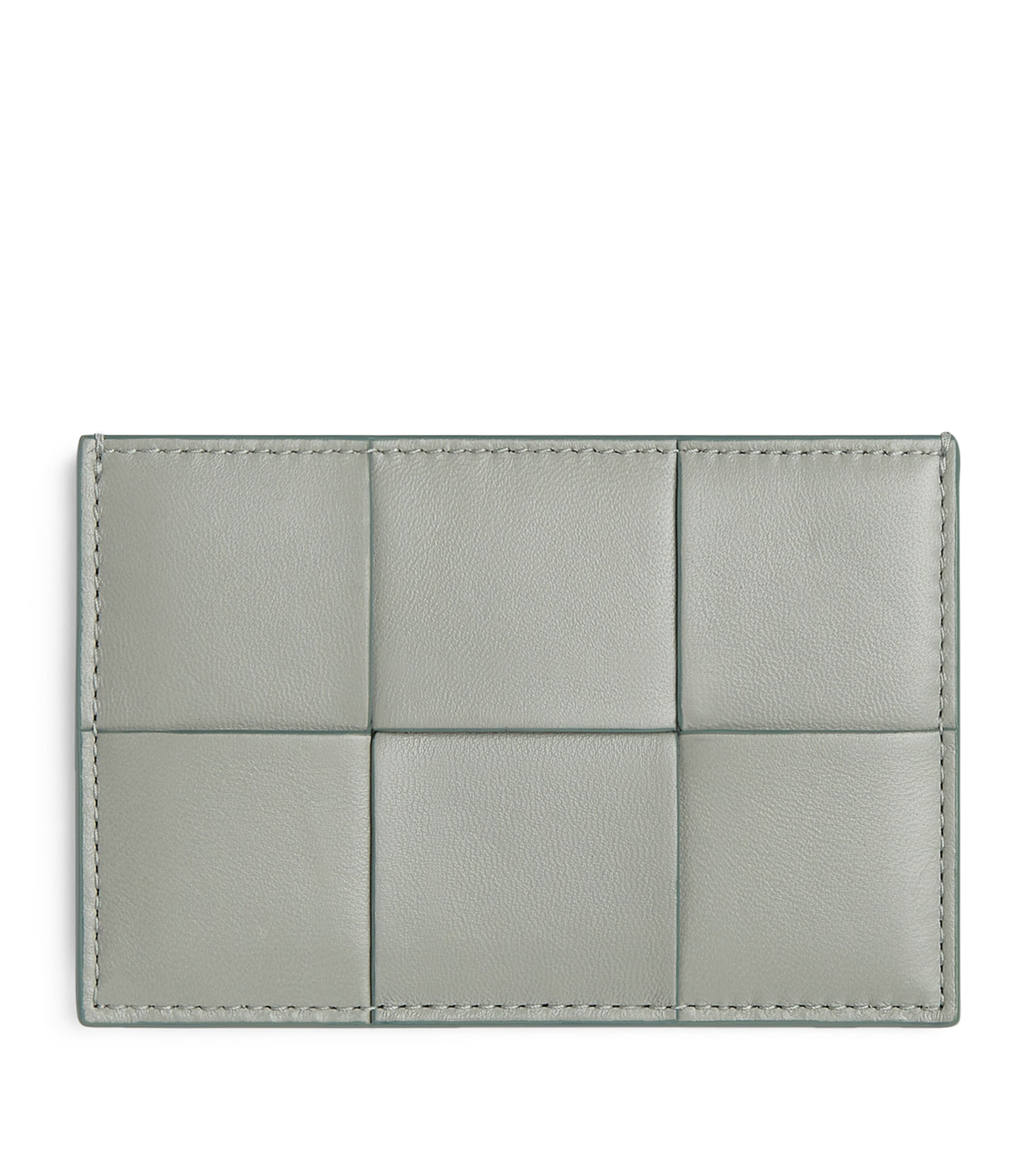 Bottega Veneta Leather Intreccio Card Holder In Green