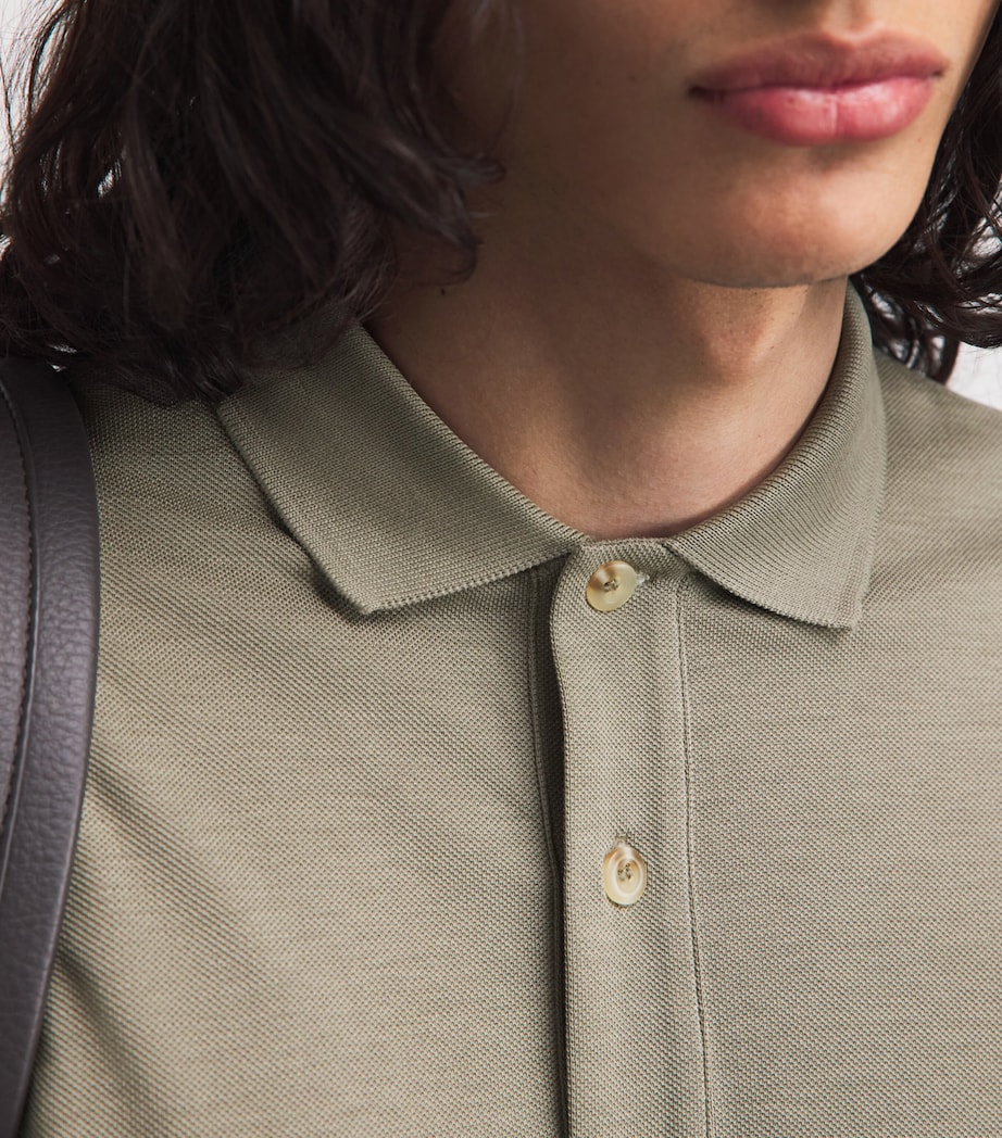 7 For All Mankind Mens Short-Sleeve Polo Shirt Green Image 3