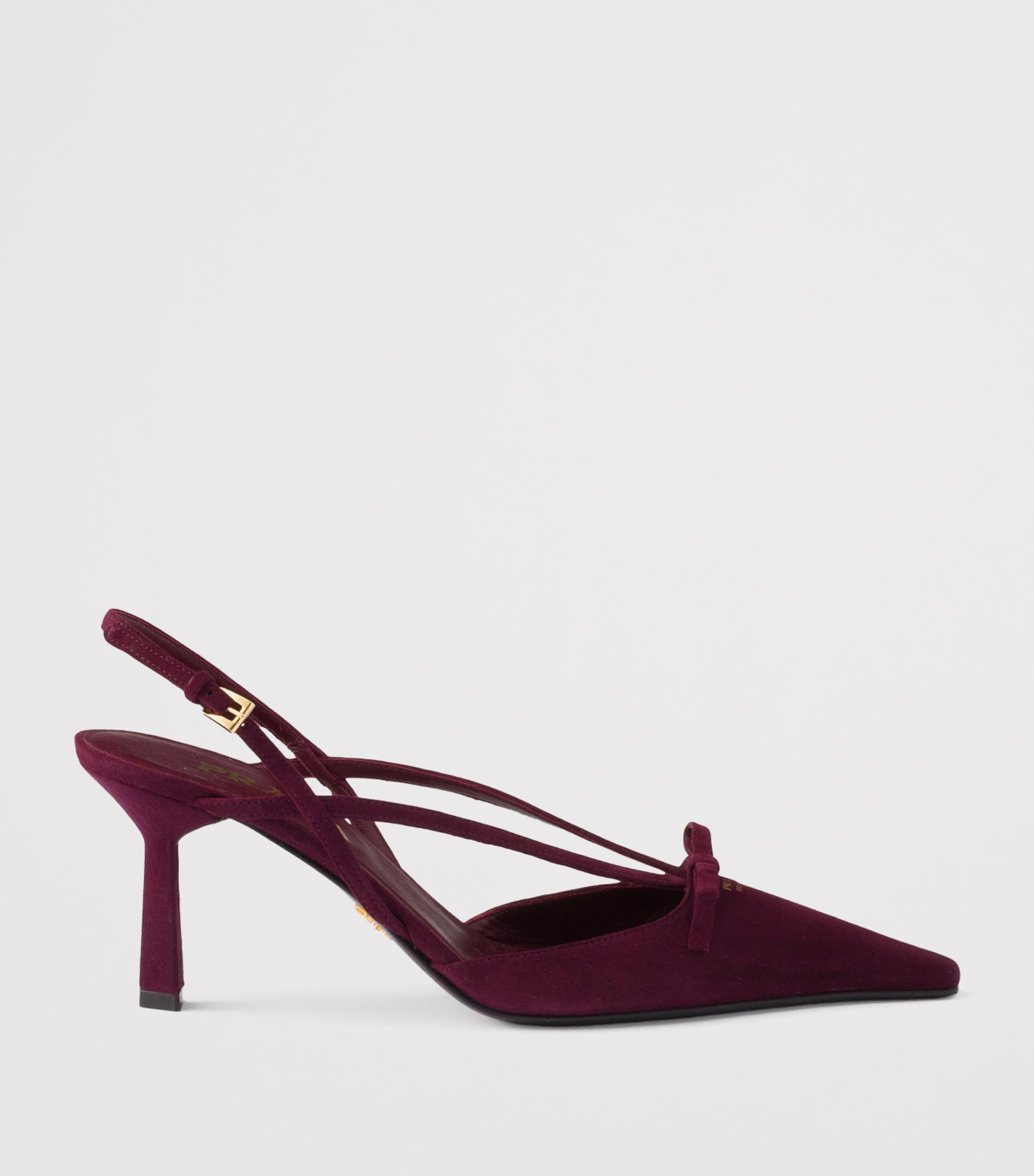 Prada Suede Slingback Pumps 75 Burgundy Image 3