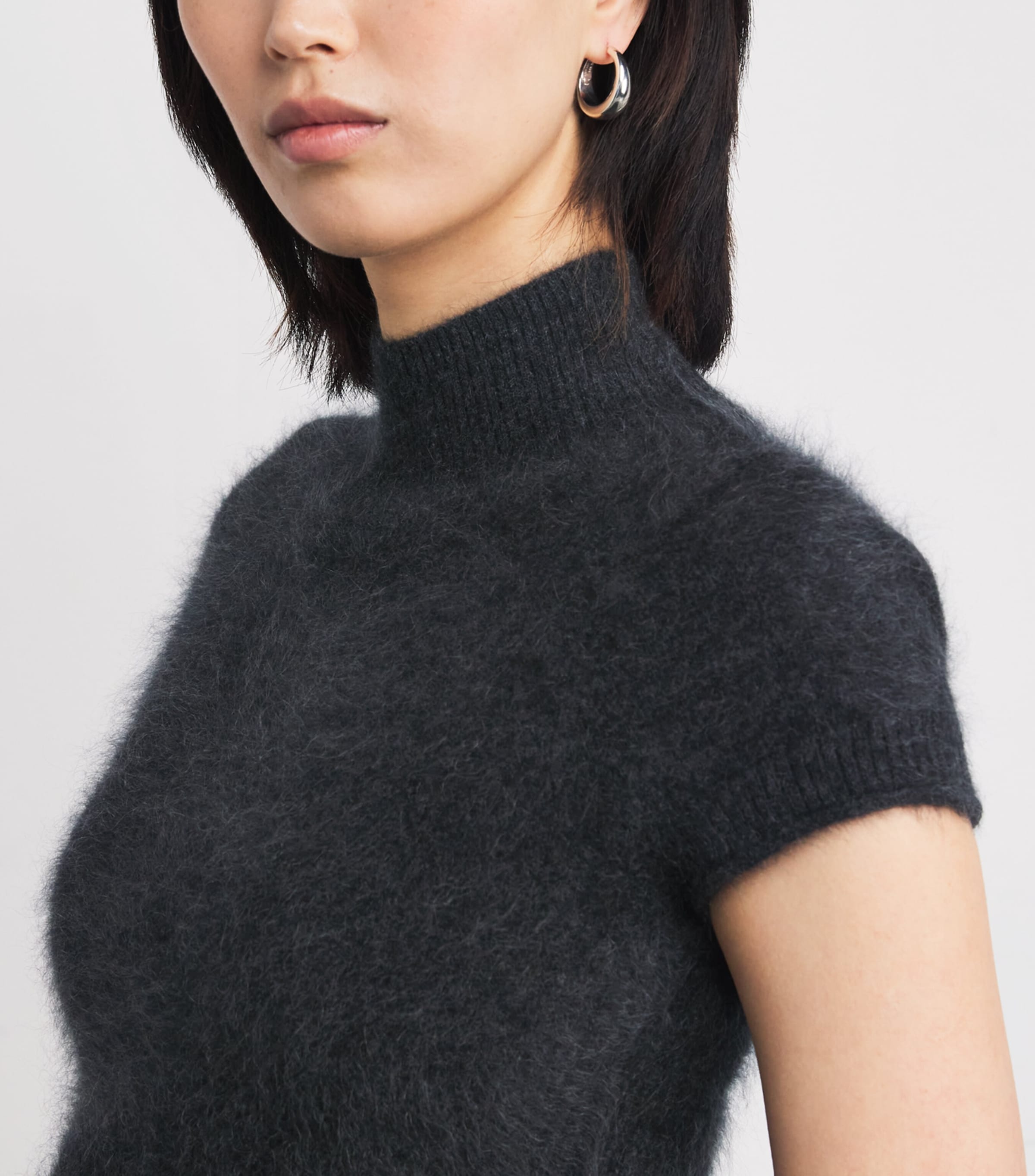 Brushed Cashmere Shrunken Baby T-Shirt CHARCOAL M LANGE Image 6