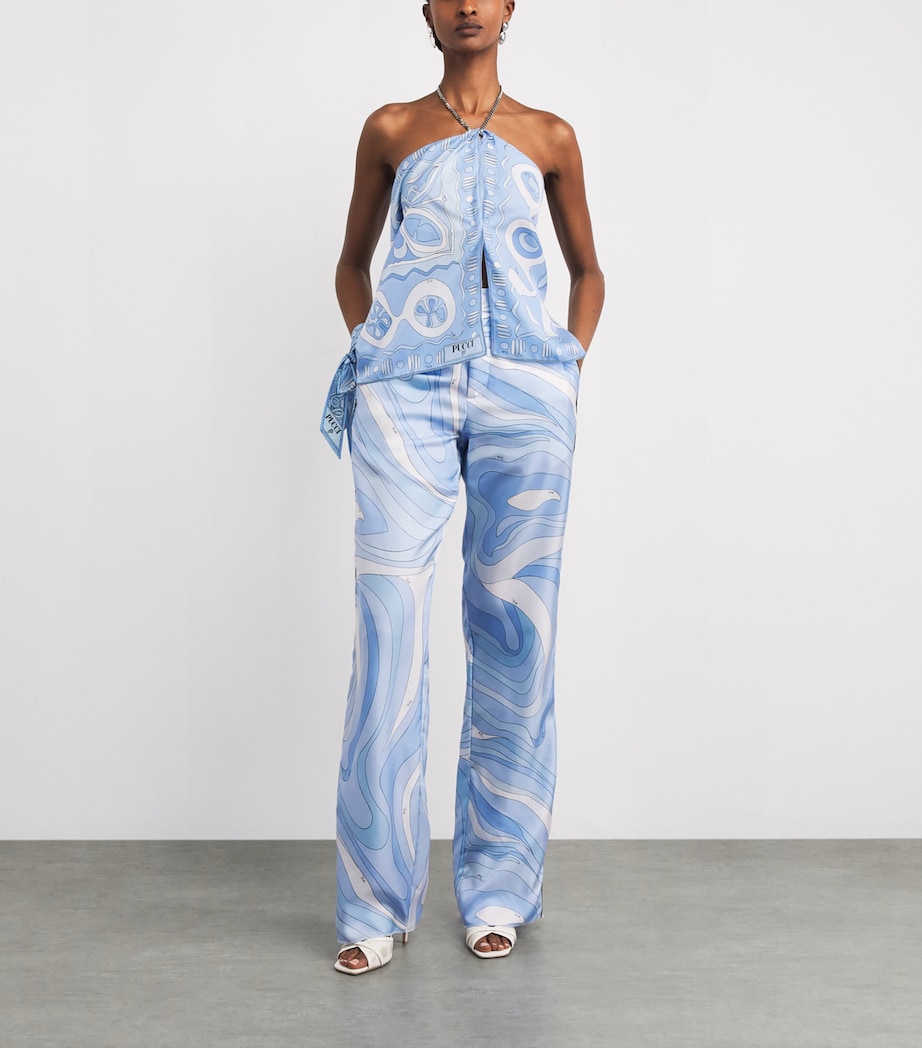 PUCCI Womens Silk Chain Angoli Halter Top Pale Image 2