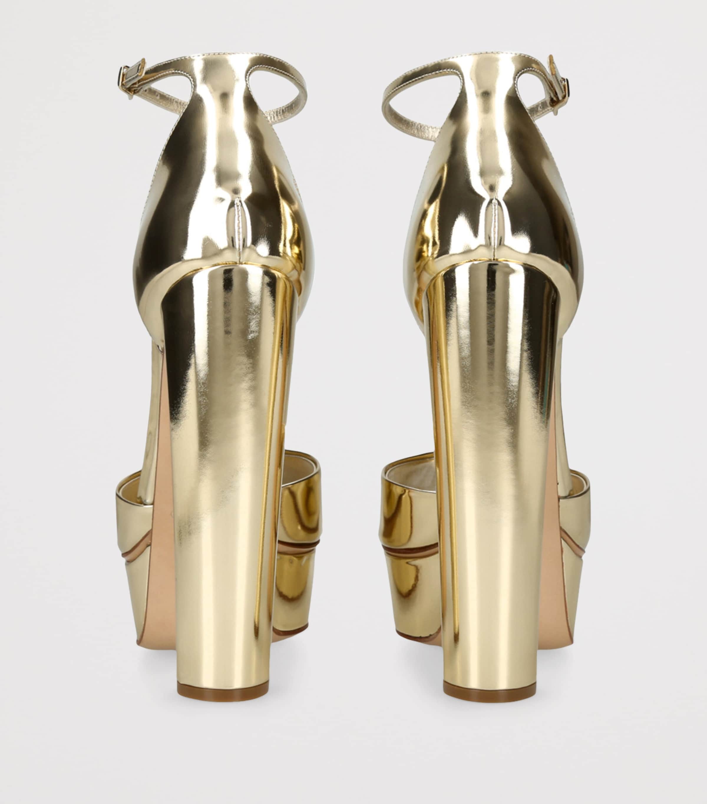 Leather Flora Platform Heels 140 GOLD Image 2