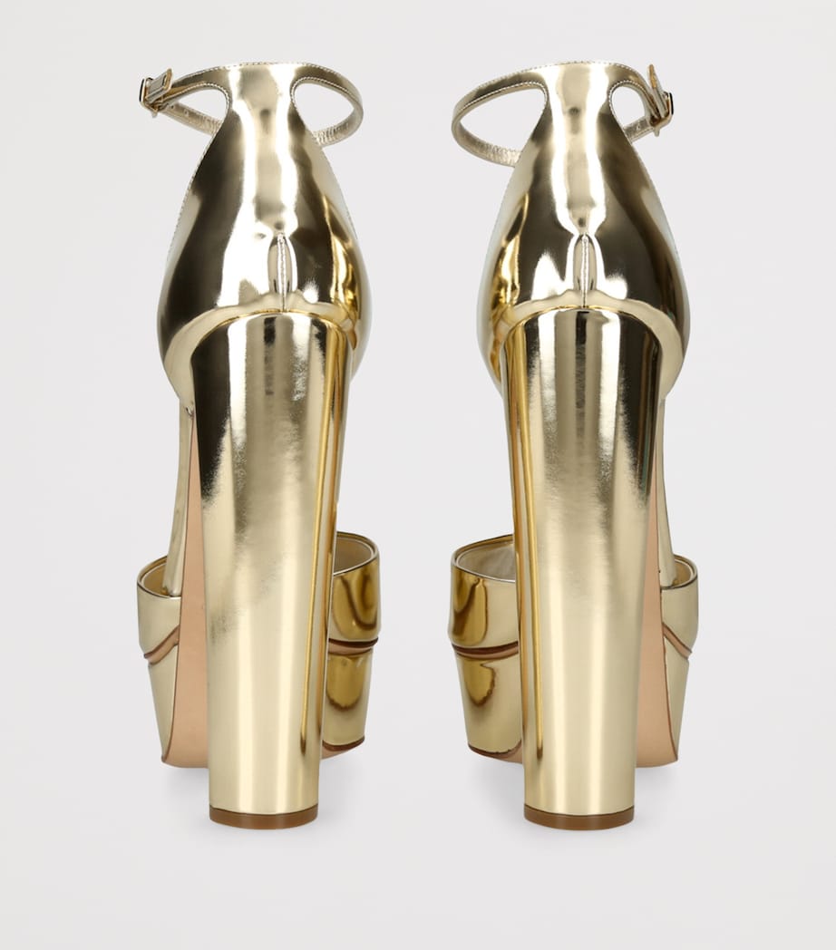 Leather Flora Platform Heels 140 GOLD Image 2