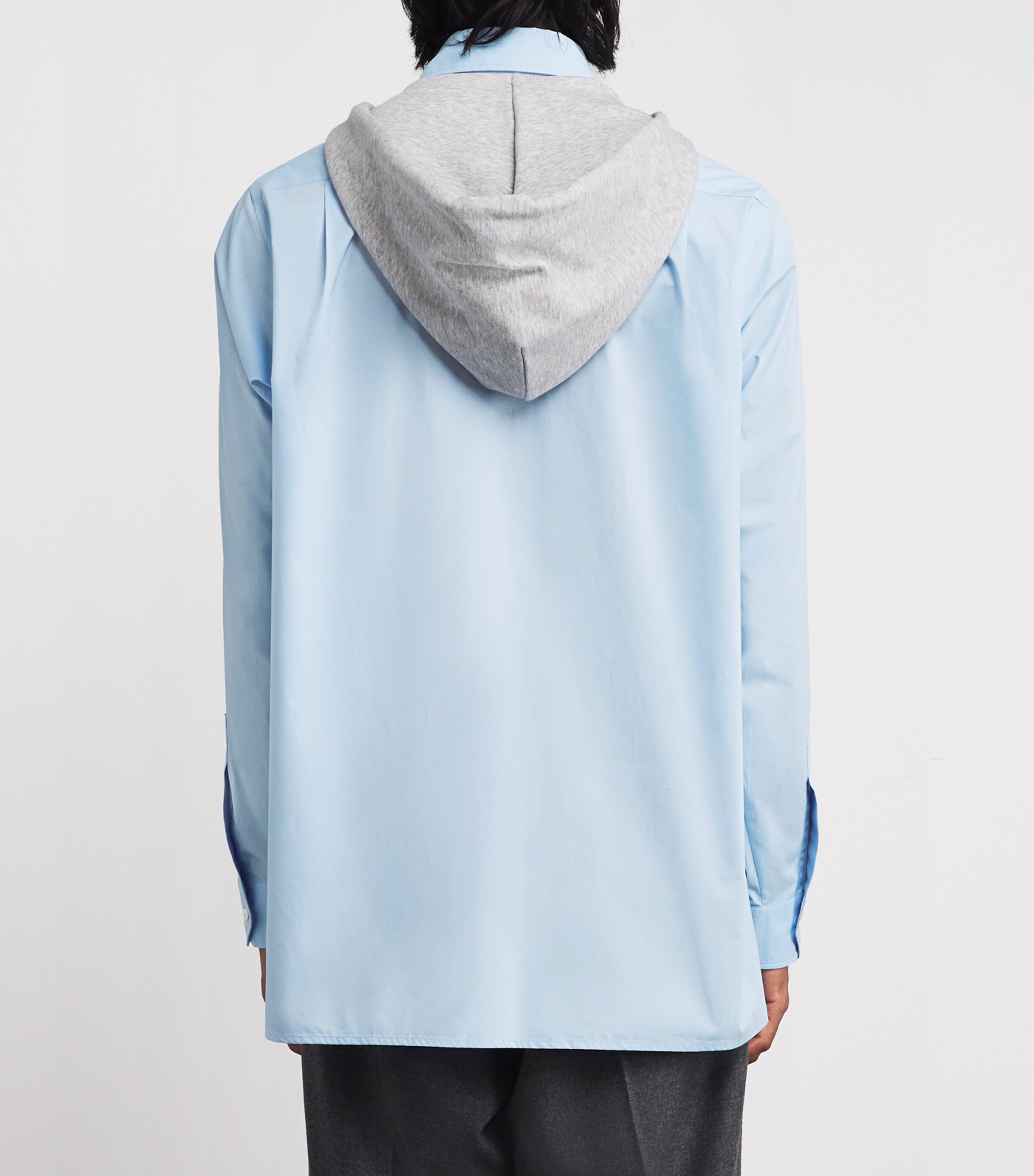 MM6 Maison Margiela Blue Cotton Hood-Detail Shirt | Harrods US