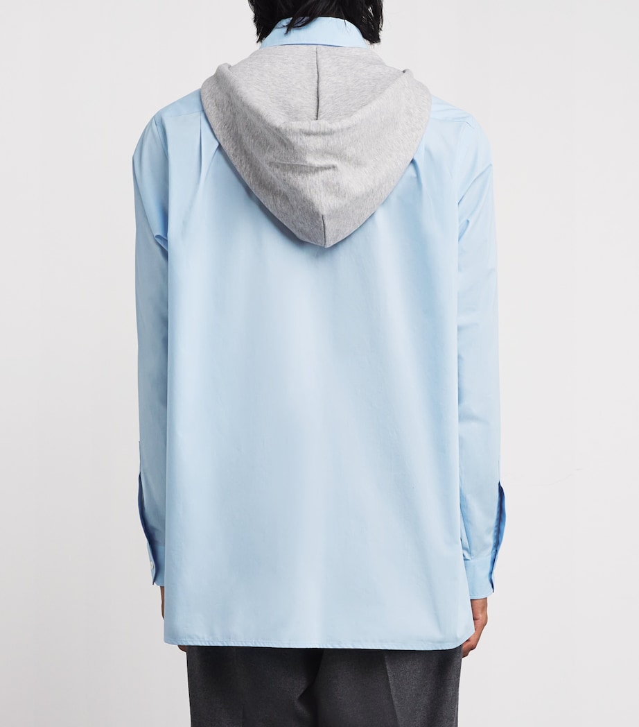 MM6 Maison Margiela Mens Cotton Hood-Detail Shirt Blue Image 4