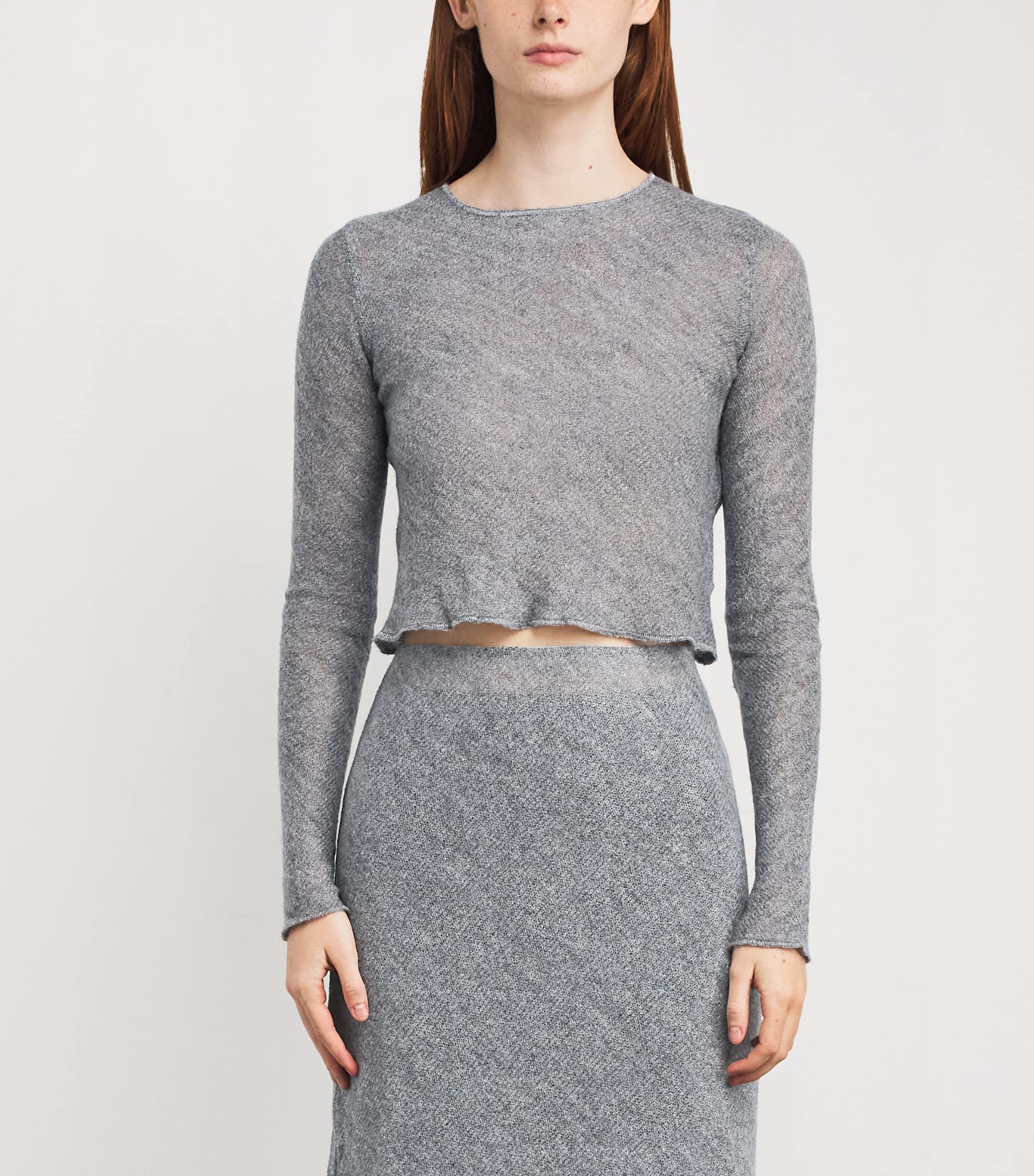 Long-Sleeve Crop Top MEDIUM GREY Image 3