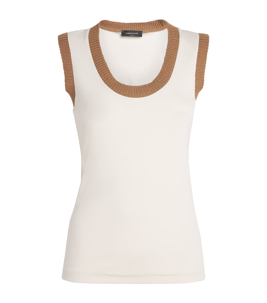 Stretch-Cotton Ribbed Tank Top VR2 BURRO/VIMINI Image 1