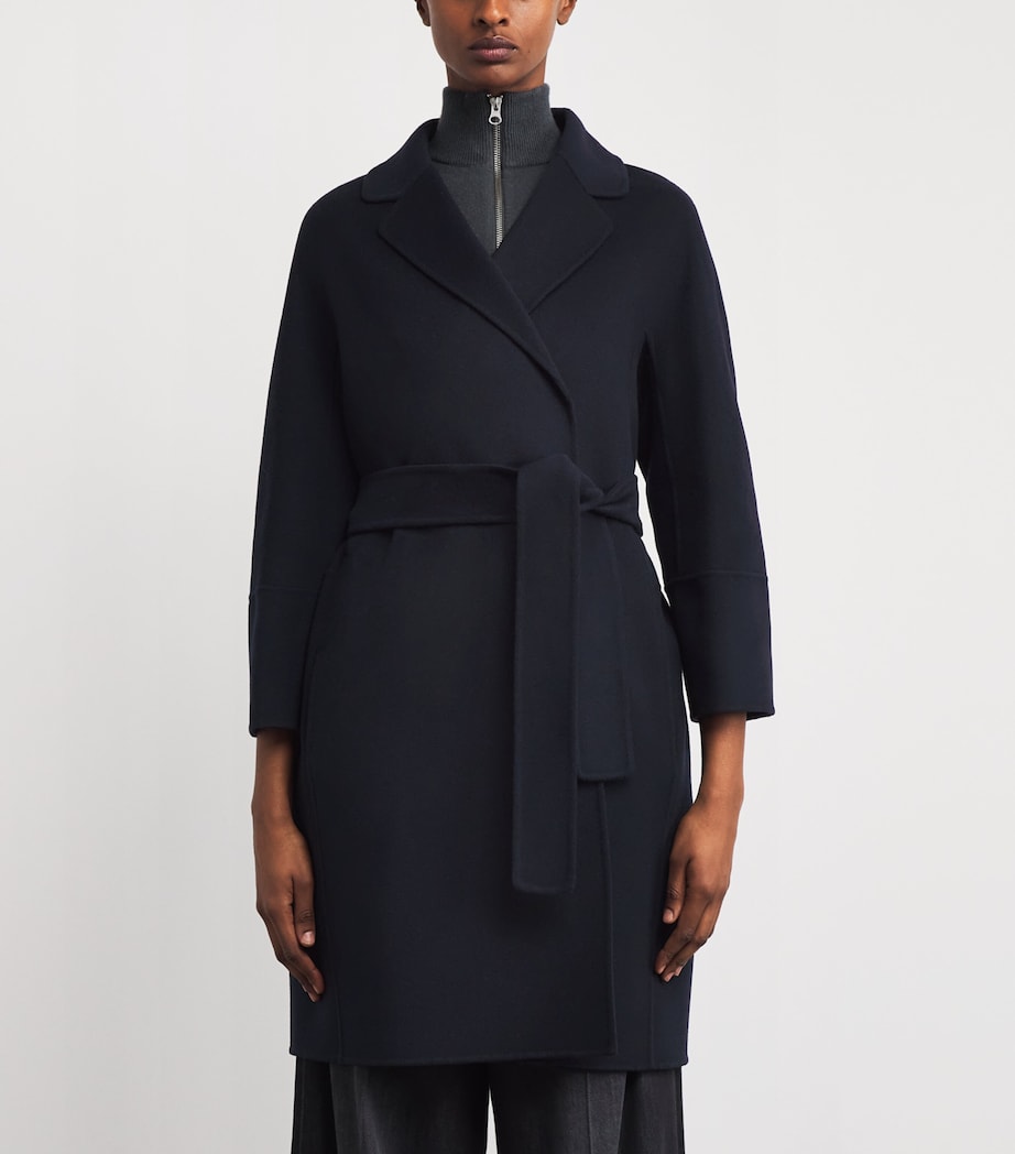 Virgin Wool Short Wrap Coat MIDNIGHTBLUE Image 3